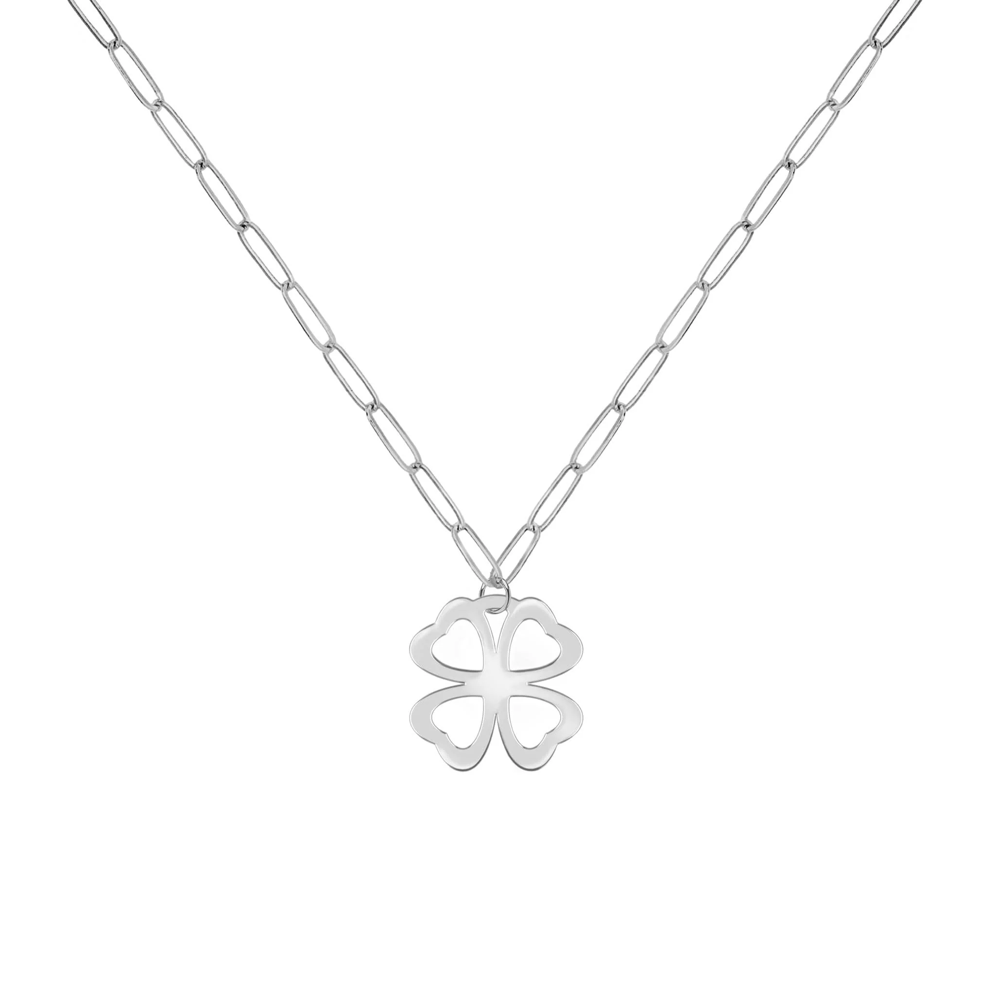 Flat Clover Pendant with Adelaide Mini Chain in 14k Gold - Image 5