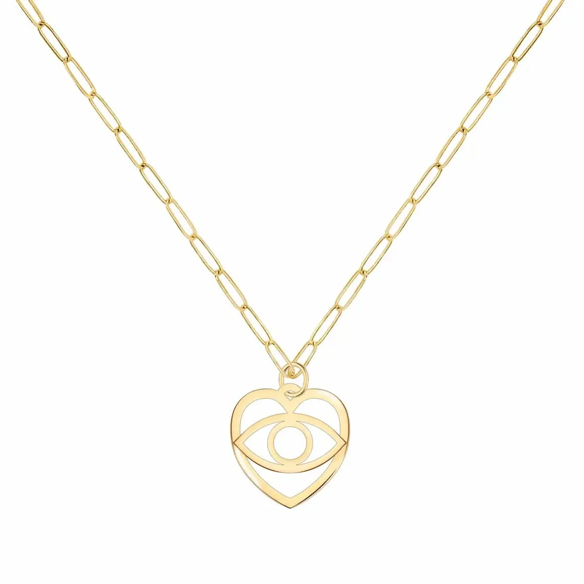 Small Flat Evil Eye Heart Pendant - Image 5