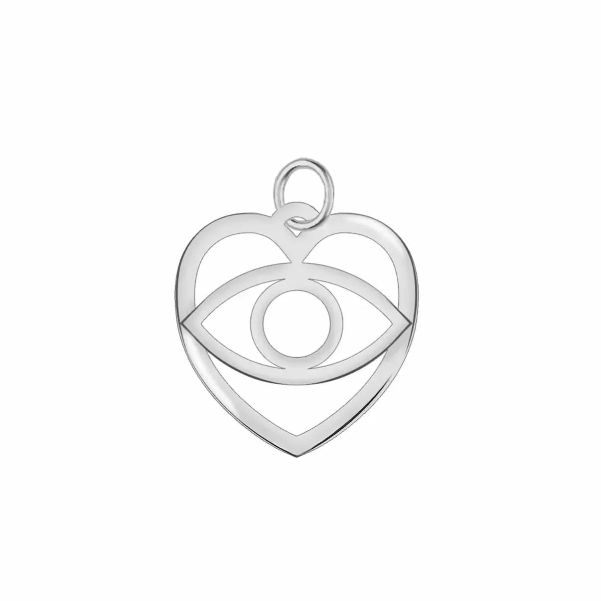 Small Flat Evil Eye Heart Pendant - Image 7