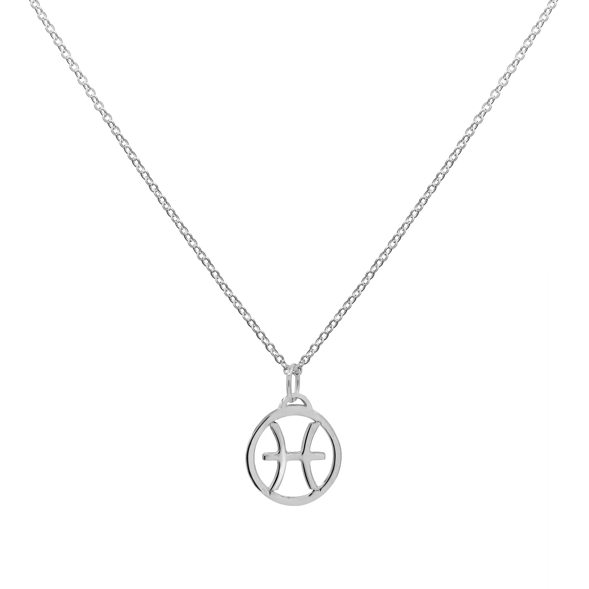 Flat Pisces Pendant with Classic Chain in 14k Gold - Image 4
