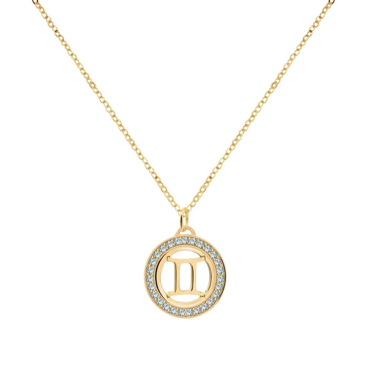 Gemini & Birthstone Pendant in 14k Gold - Image 5