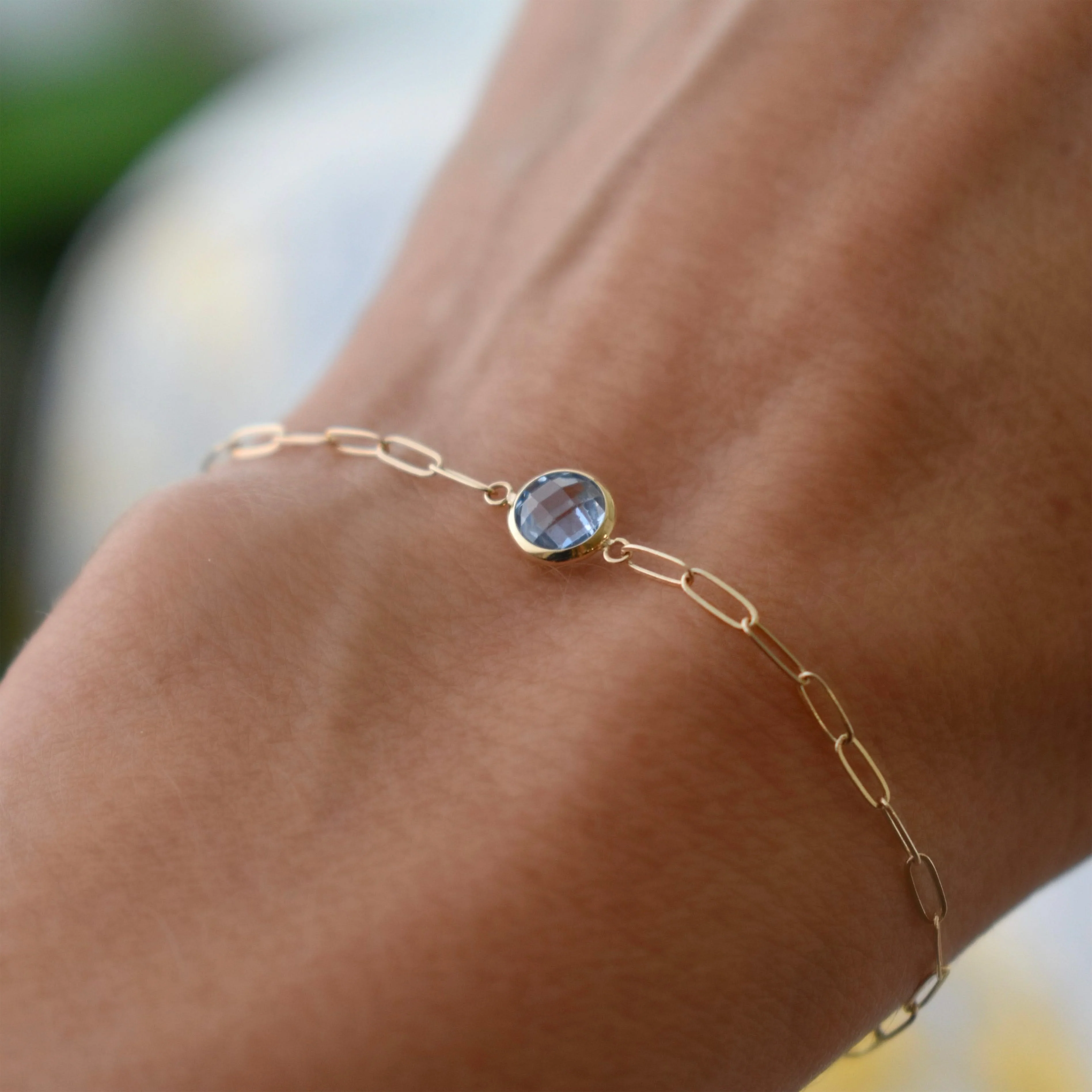 Grand 1 Aquamarine Adelaide Mini Bracelet in 14k Gold (March) - Image 9