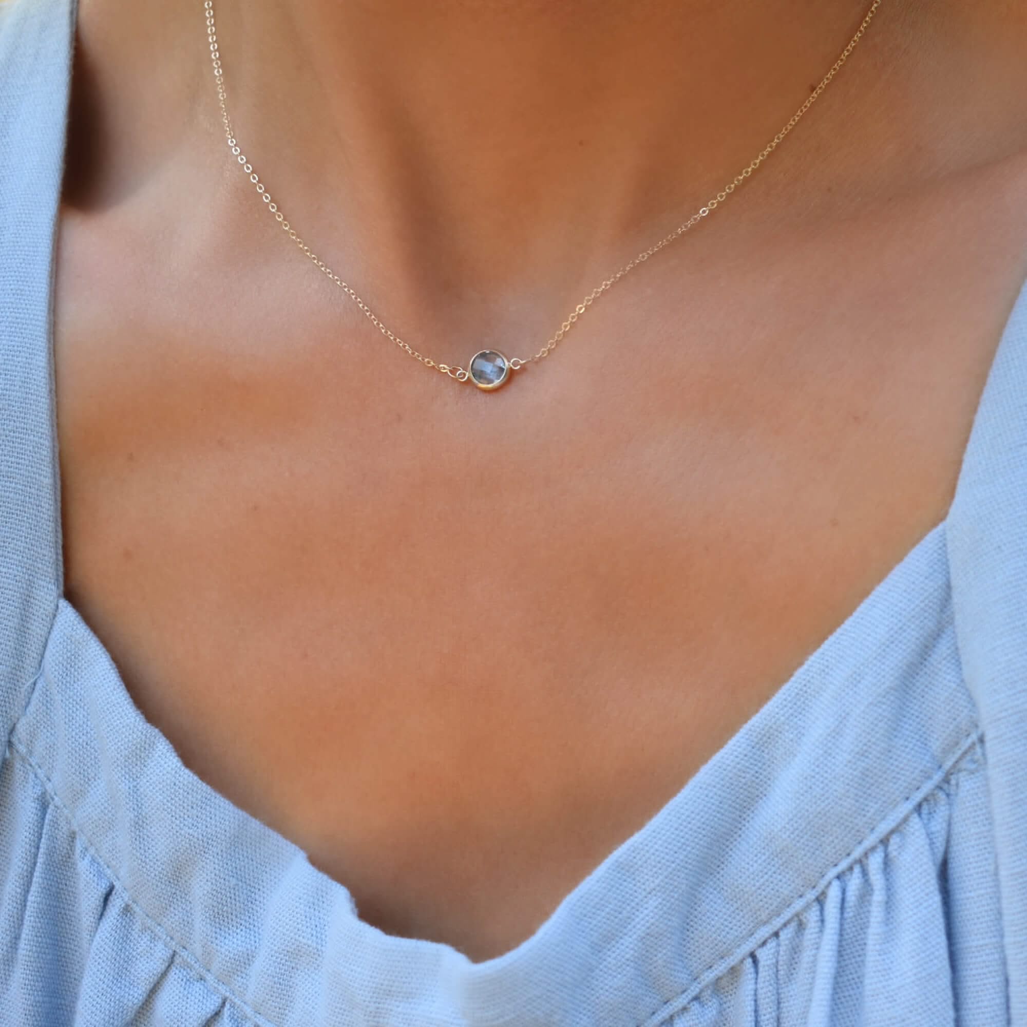 Grand 1 Aquamarine Necklace and Earrings Set in 14k Gold (March) - Image 11