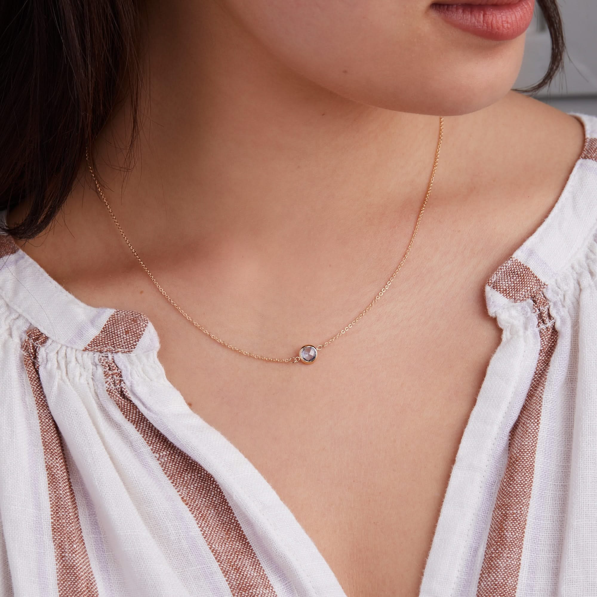 Grand 1 Aquamarine Necklace in 14k Gold (March) - Image 3
