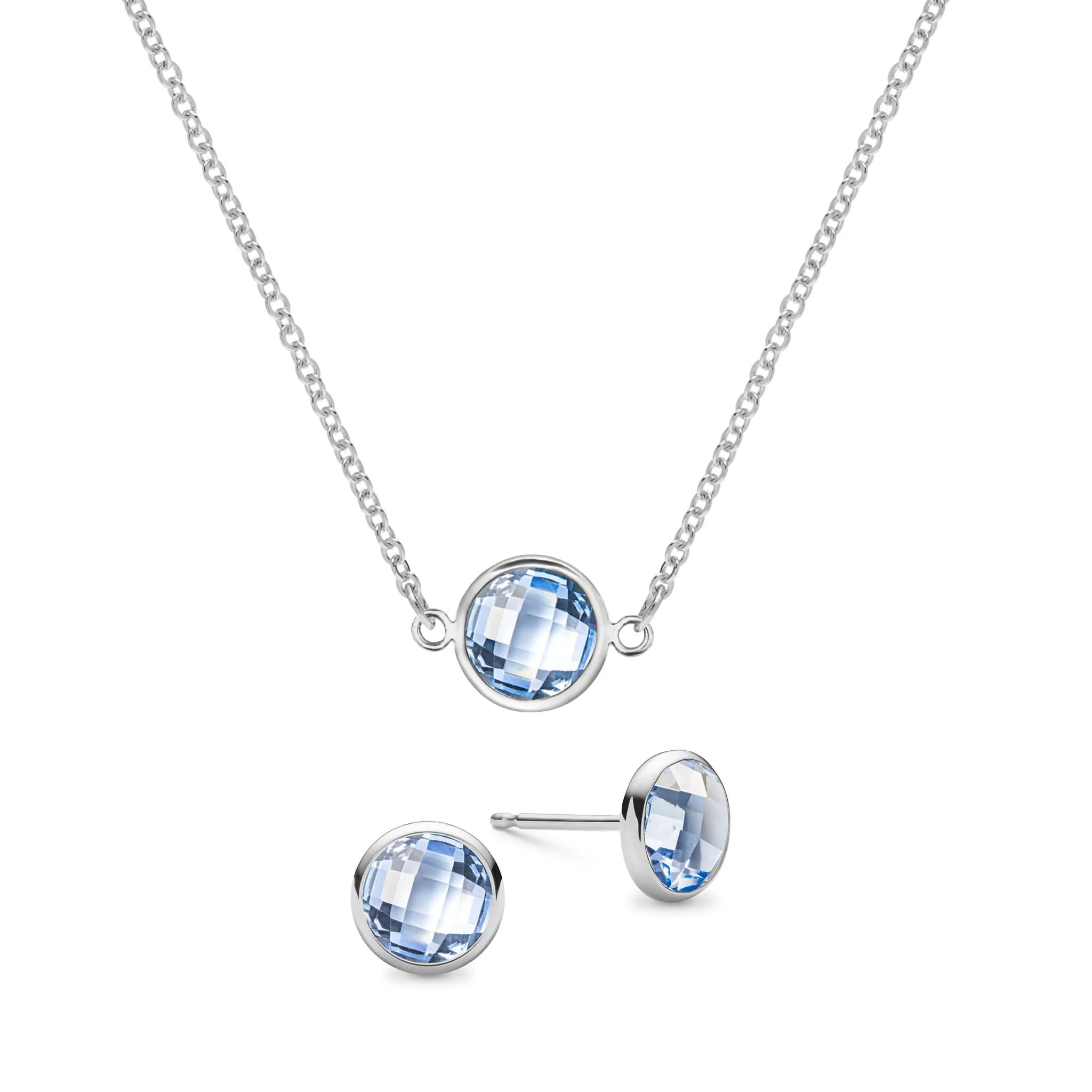 Grand 1 Aquamarine Necklace and Earrings Set in 14k Gold (March) - Image 8