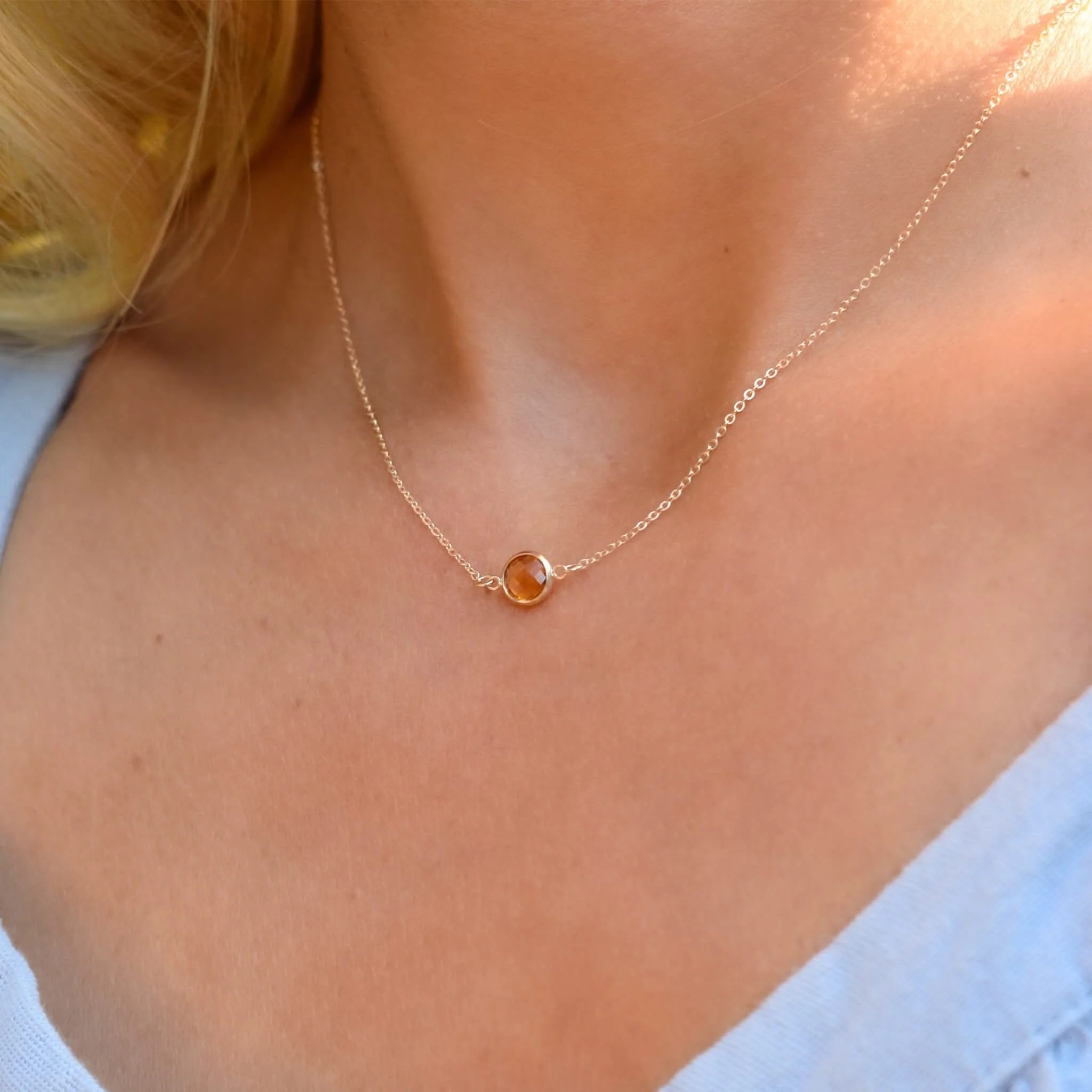 Grand 1 Citrine Necklace and Earrings Set in 14k Gold (November) - Image 11