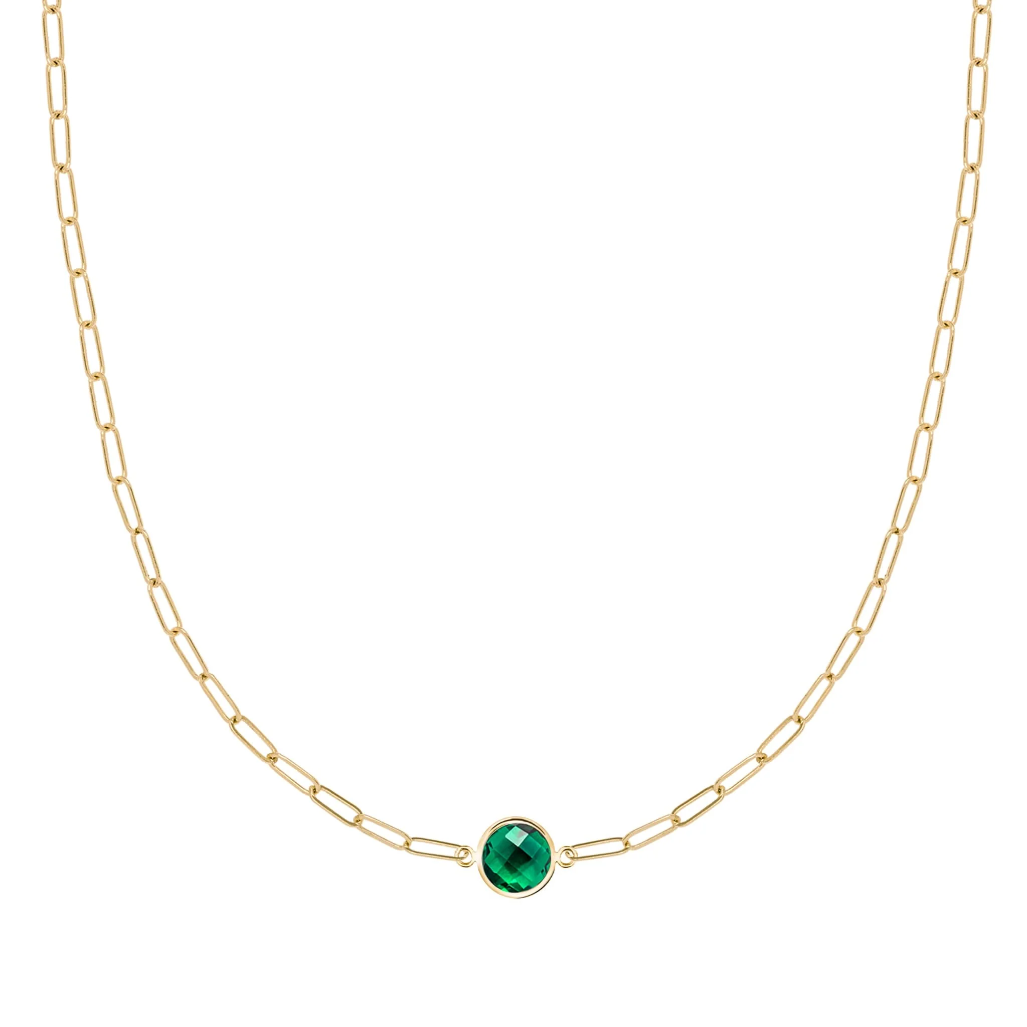 Grand 1 Emerald Adelaide Mini Necklace in 14k Gold (May)