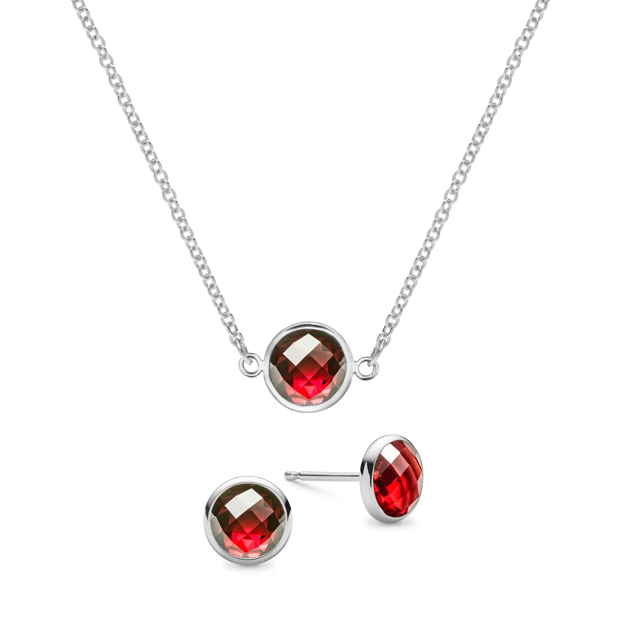 Grand 1 Garnet Necklace and Earrings Set in 14k Gold (January) - Image 8