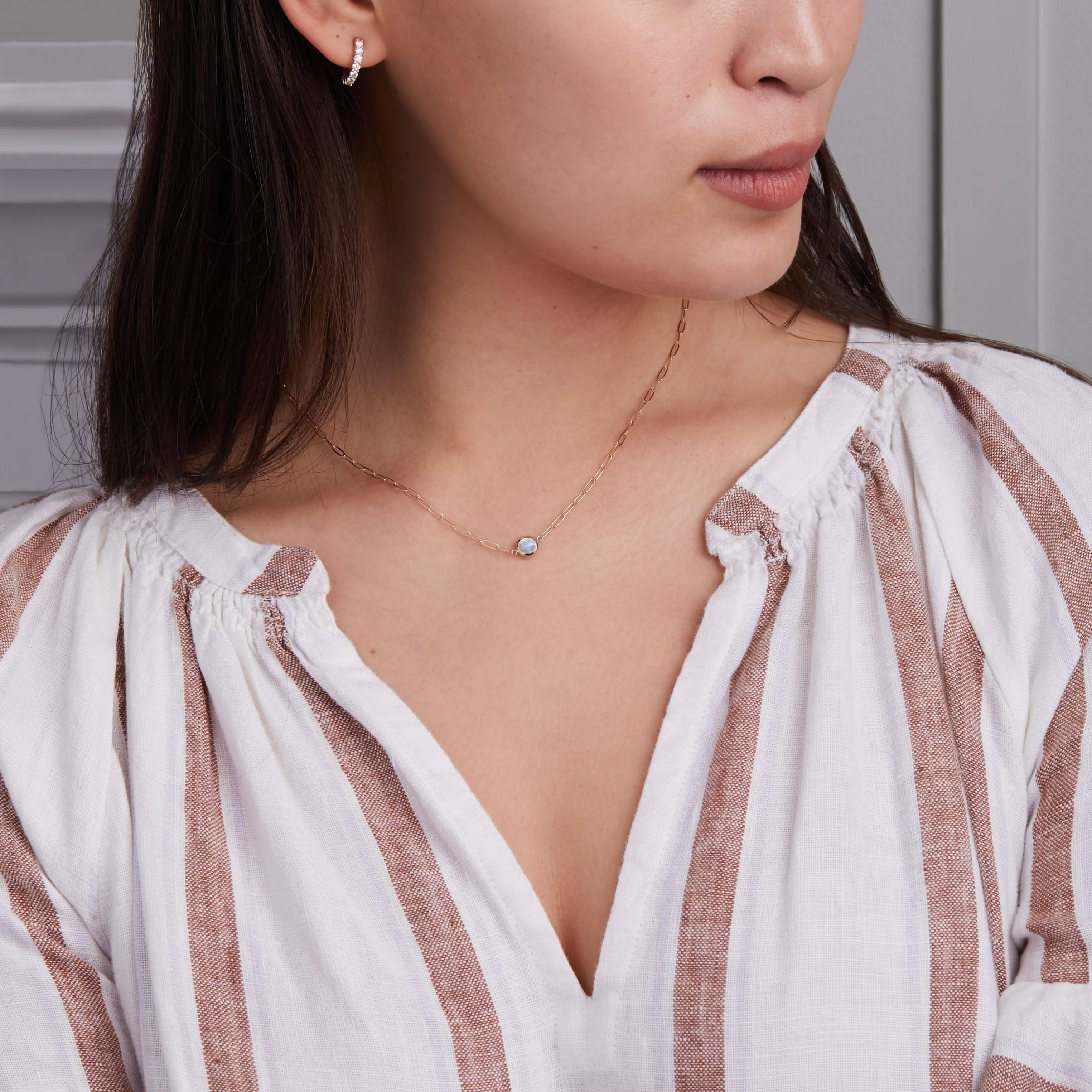 Grand 1 Moonstone Adelaide Mini Necklace in 14k Gold (June) - Image 2