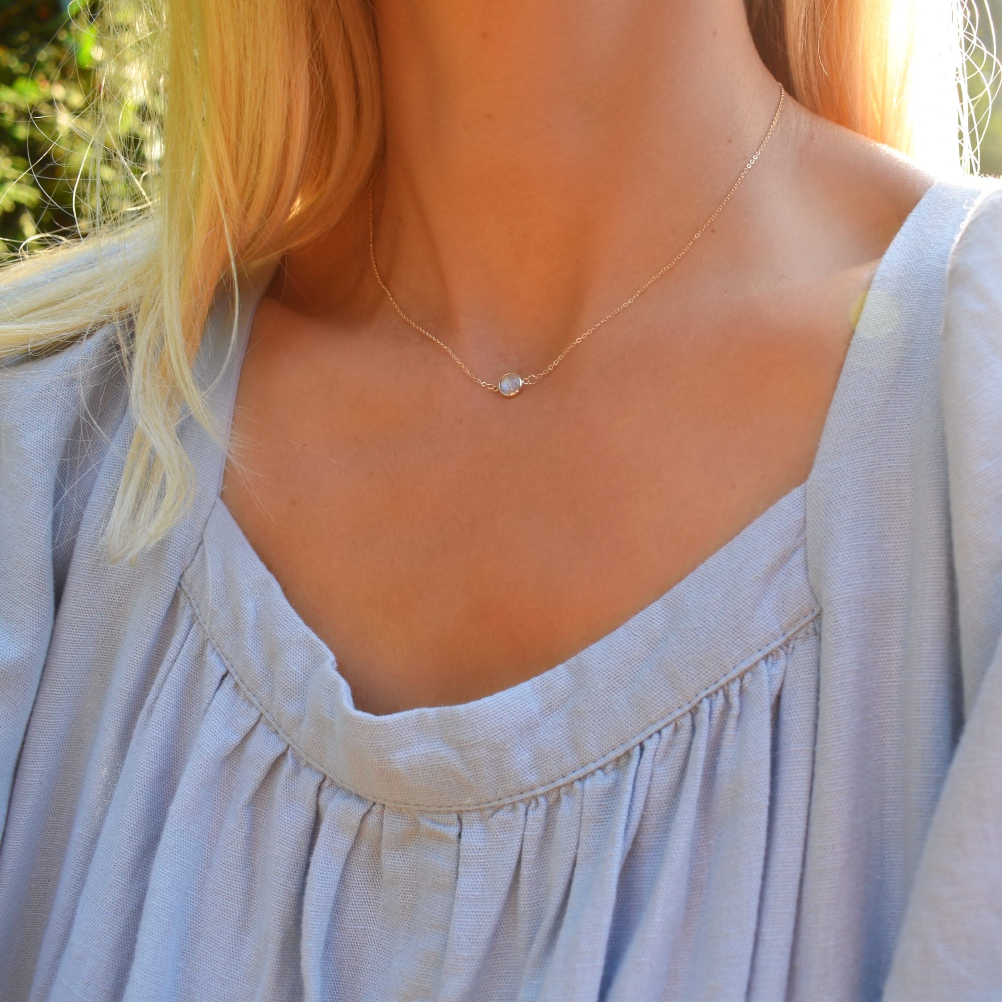 Grand 1 Moonstone Necklace and Earrings Set in 14k Gold (June) - Image 11
