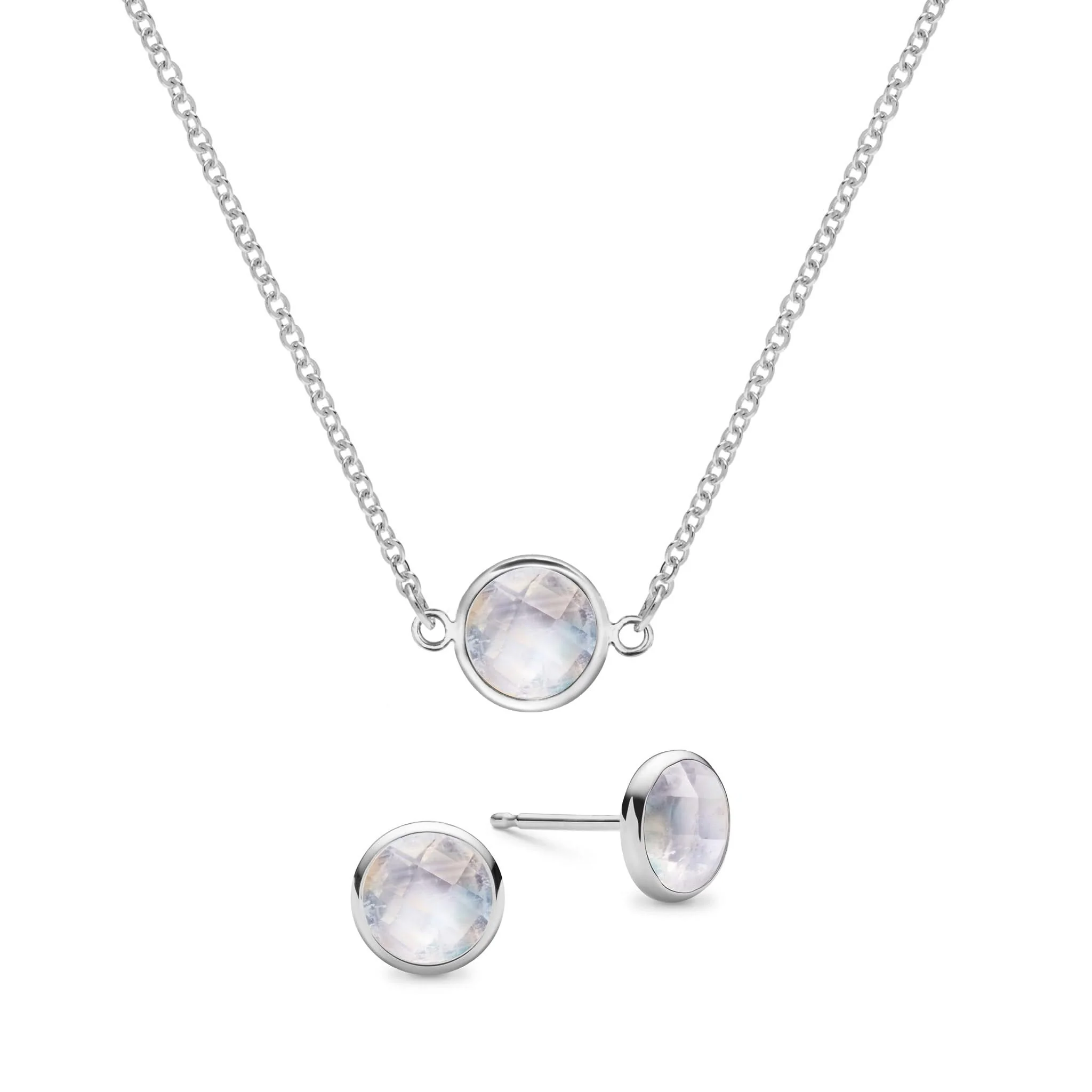 Grand 1 Moonstone Necklace and Earrings Set in 14k Gold (June) - Image 8