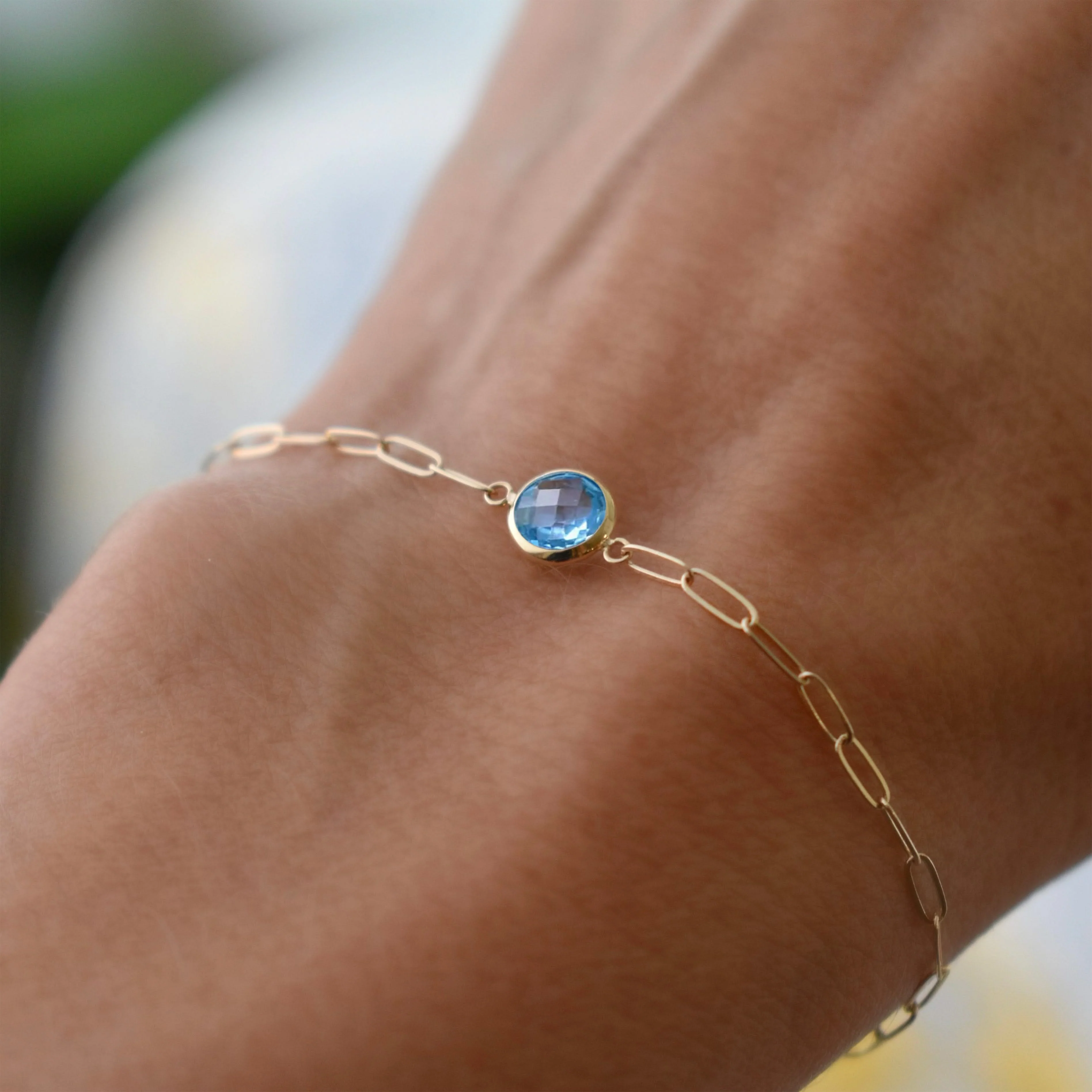 Grand 1 Nantucket Blue Topaz Adelaide Mini Bracelet in 14k Gold (December) - Image 8