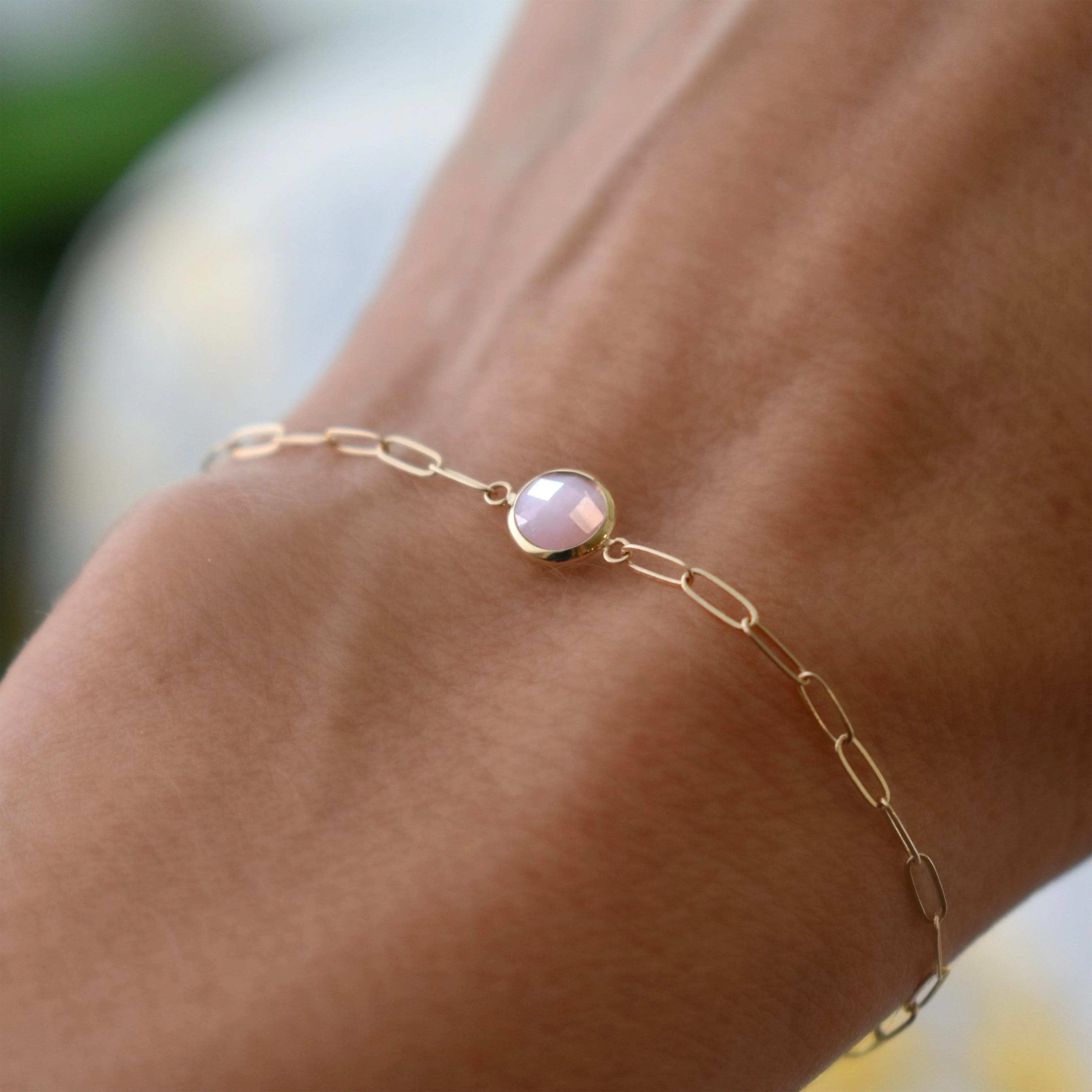 Grand 1 Pink Opal Adelaide Mini Bracelet in 14k Gold (October) - Image 8