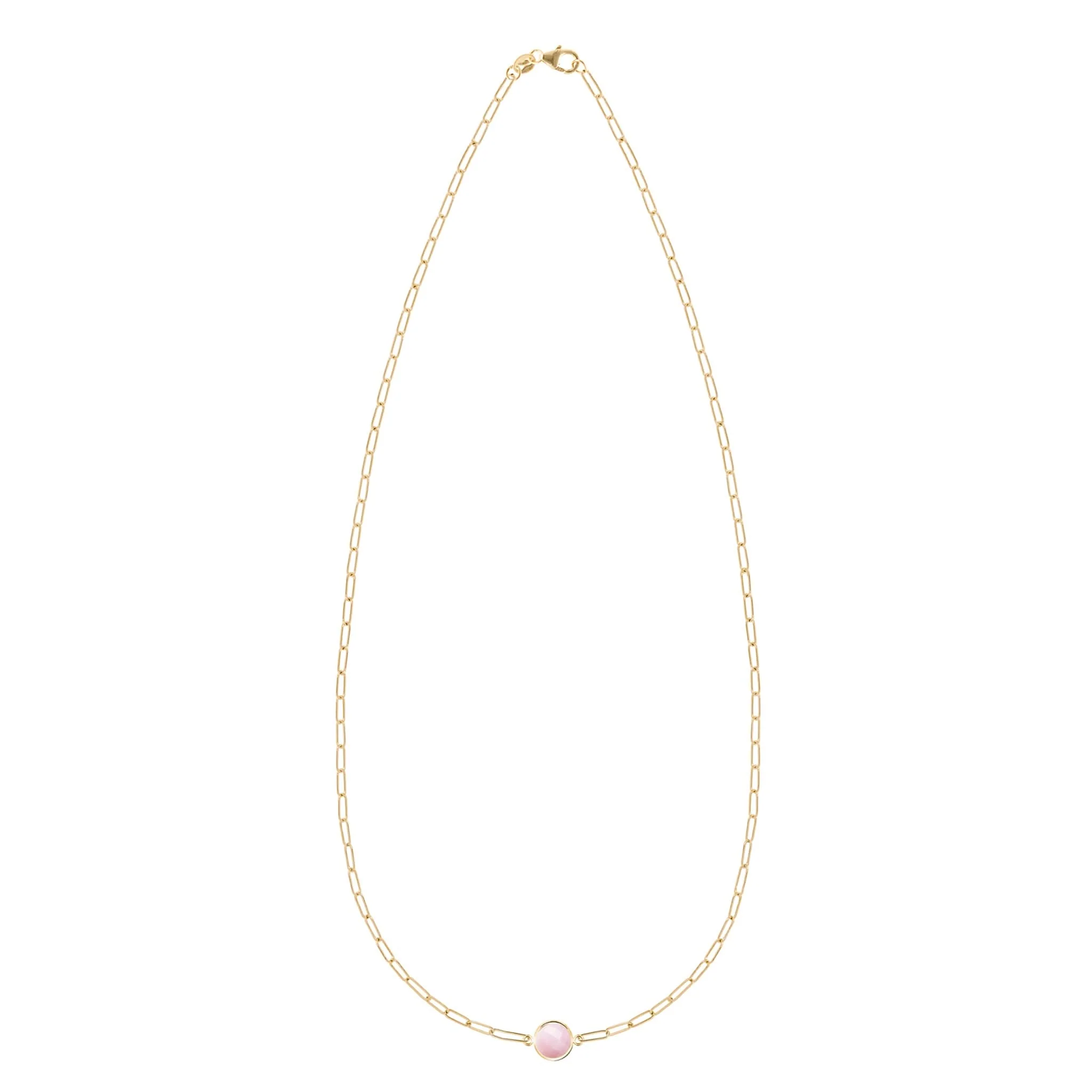 Grand 1 Pink Opal Adelaide Mini Necklace in 14k Gold (October) - Image 4