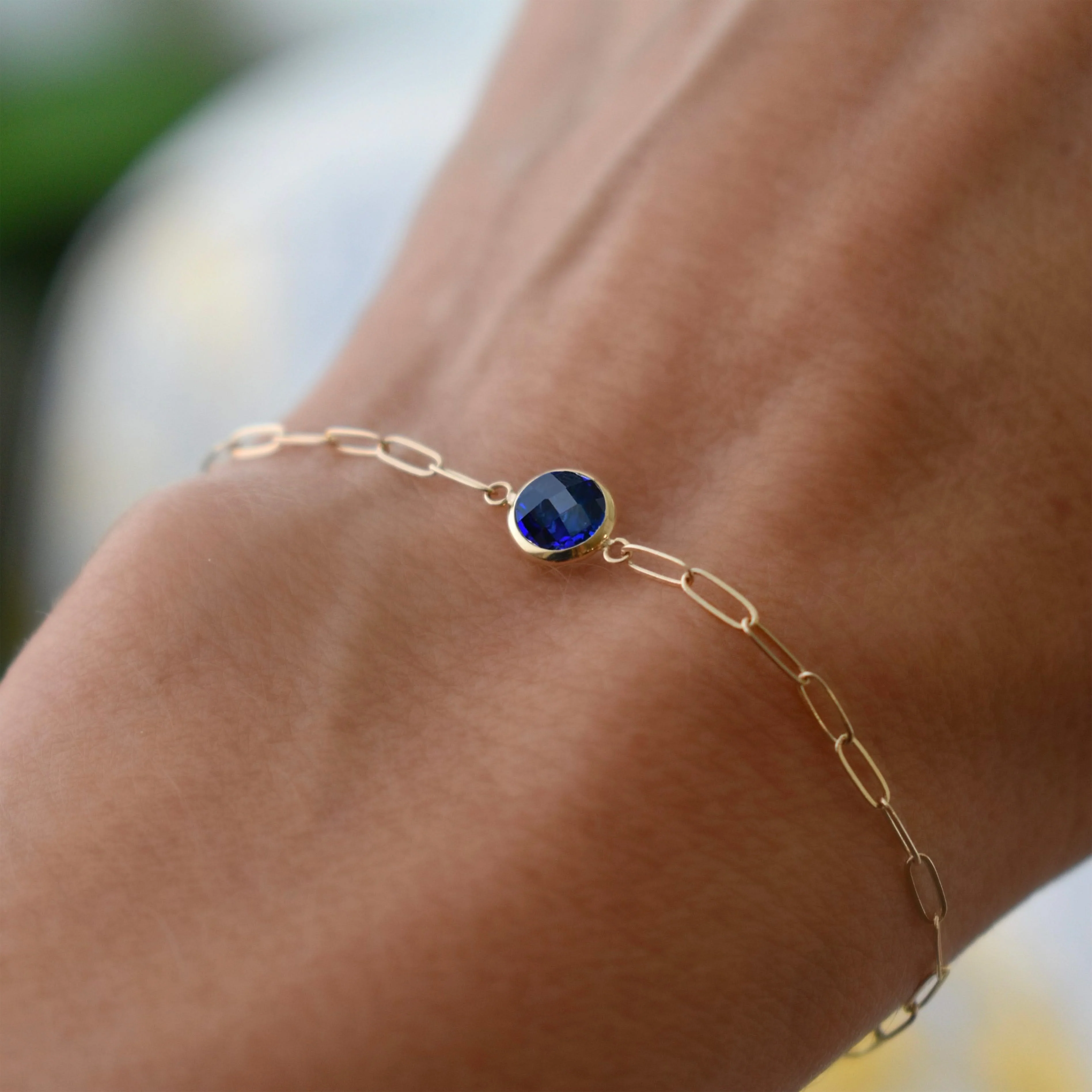 Grand 1 Sapphire Adelaide Mini Bracelet in 14k Gold (September) - Image 8