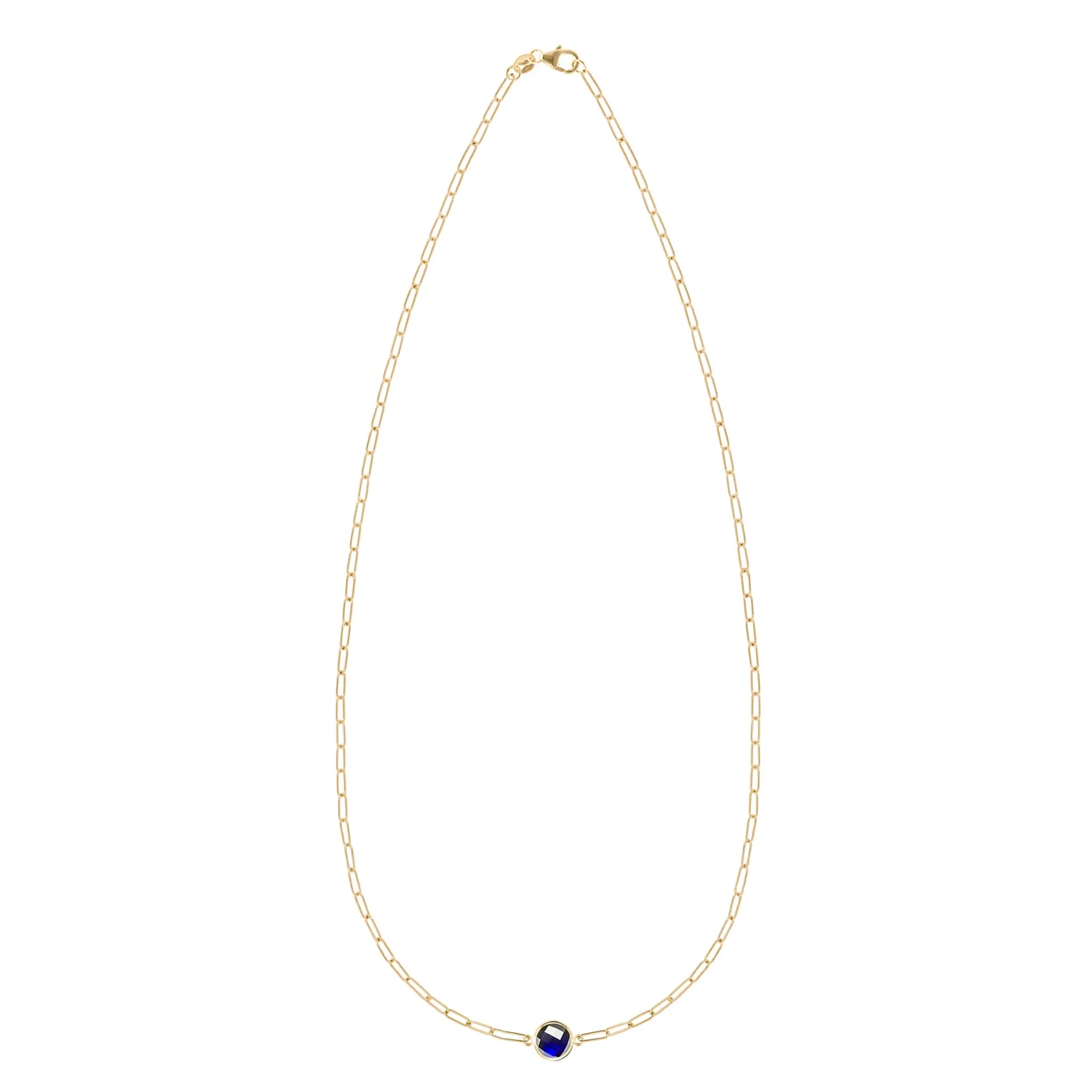 Grand 1 Sapphire Adelaide Mini Necklace in 14k Gold (September) - Image 4
