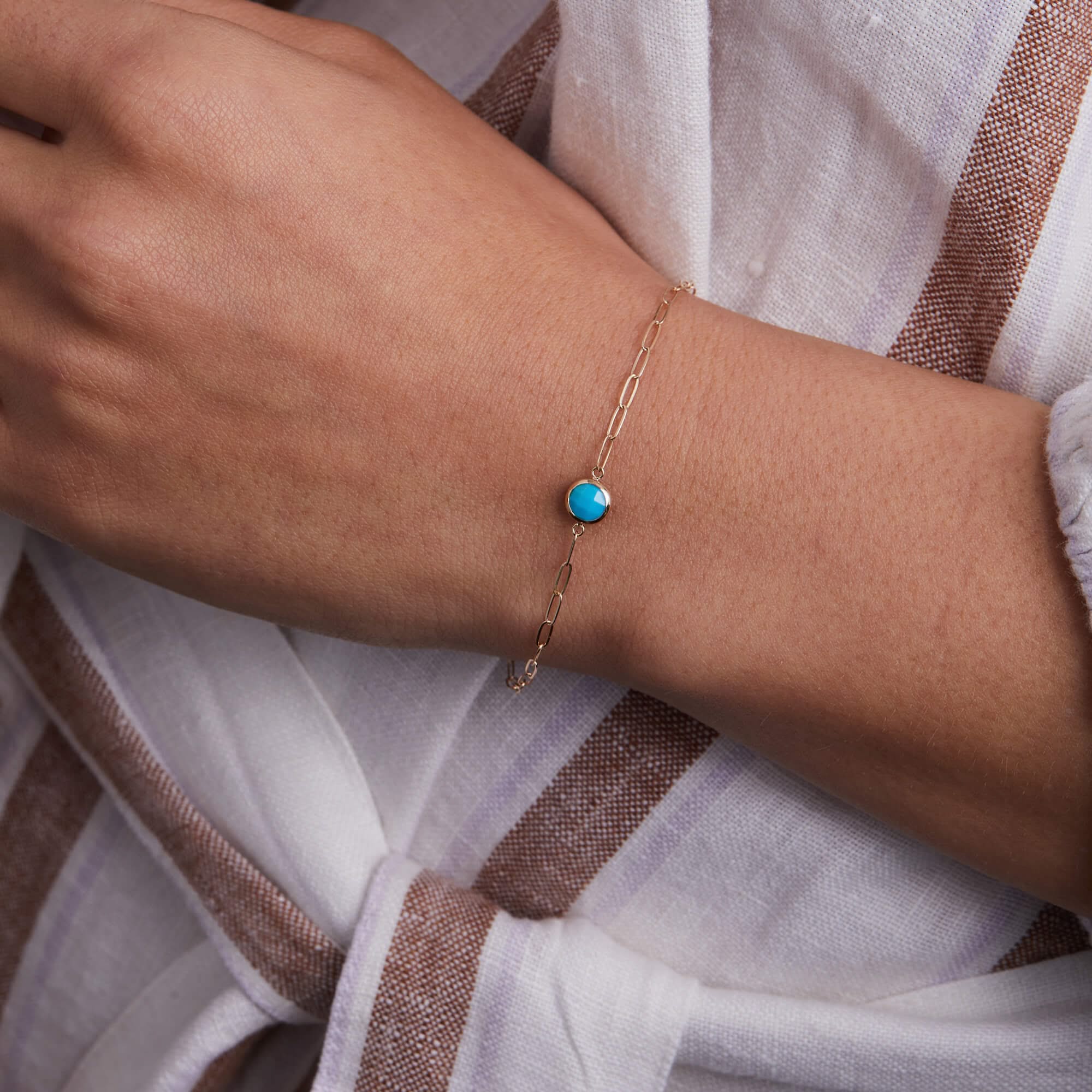 Grand 1 Turquoise Adelaide Mini Bracelet in 14k Gold (December) - Image 3