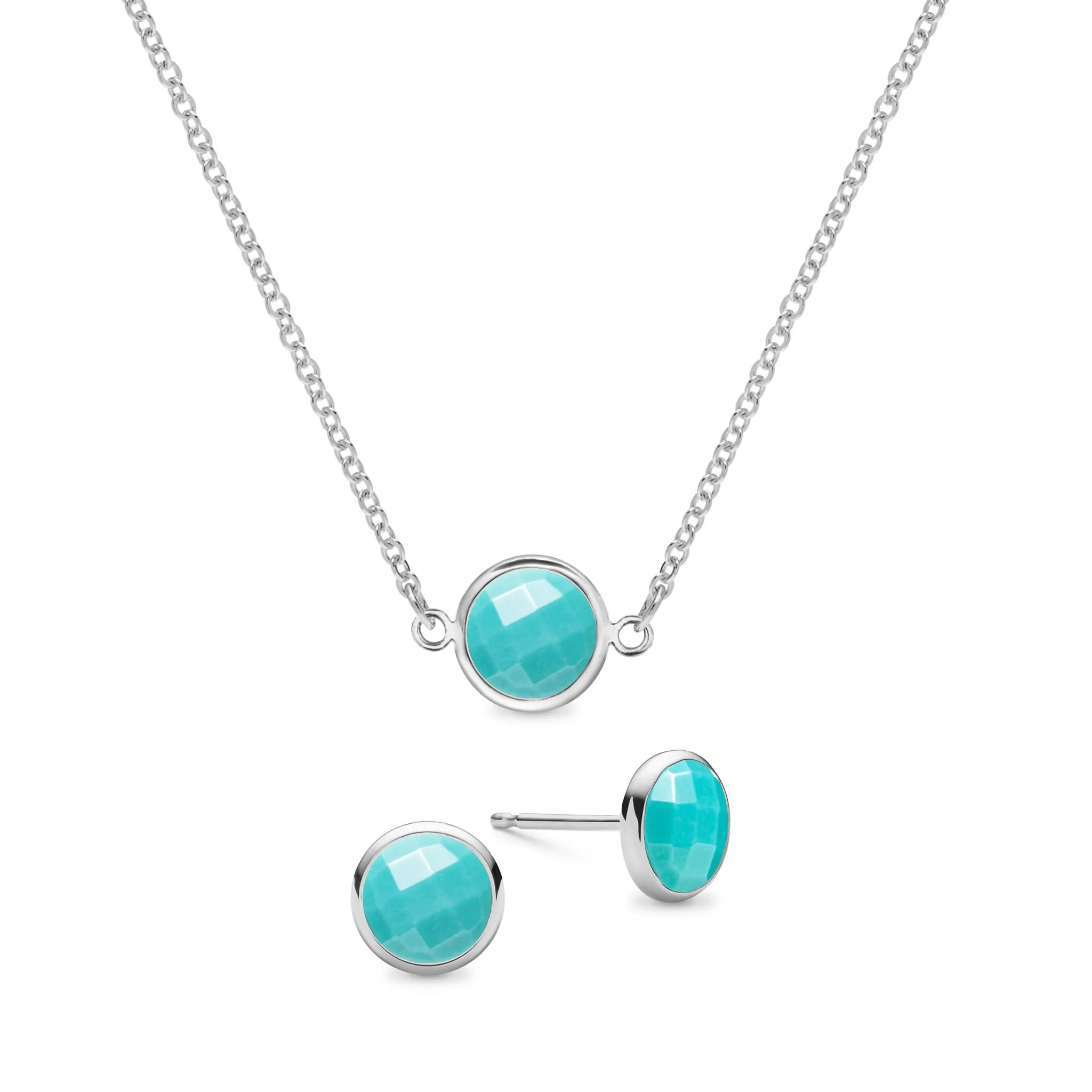 Grand 1 Turquoise Necklace and Earrings Set in 14k Gold (December) - Image 8