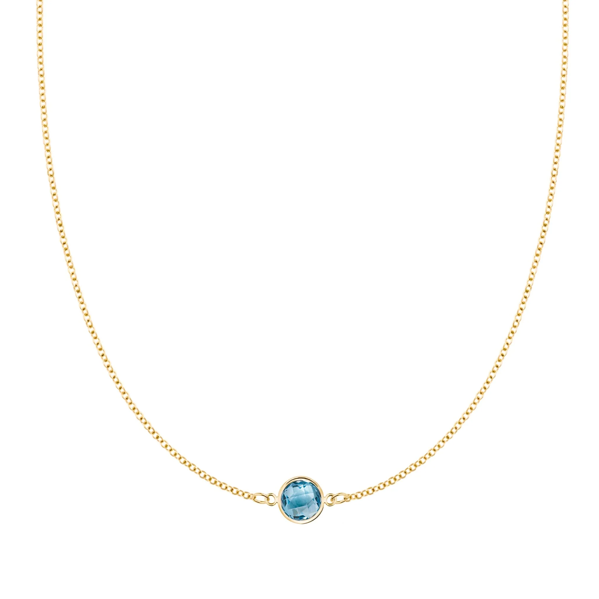 Grand 1 Nantucket Blue Topaz Necklace in 14k Gold (December)