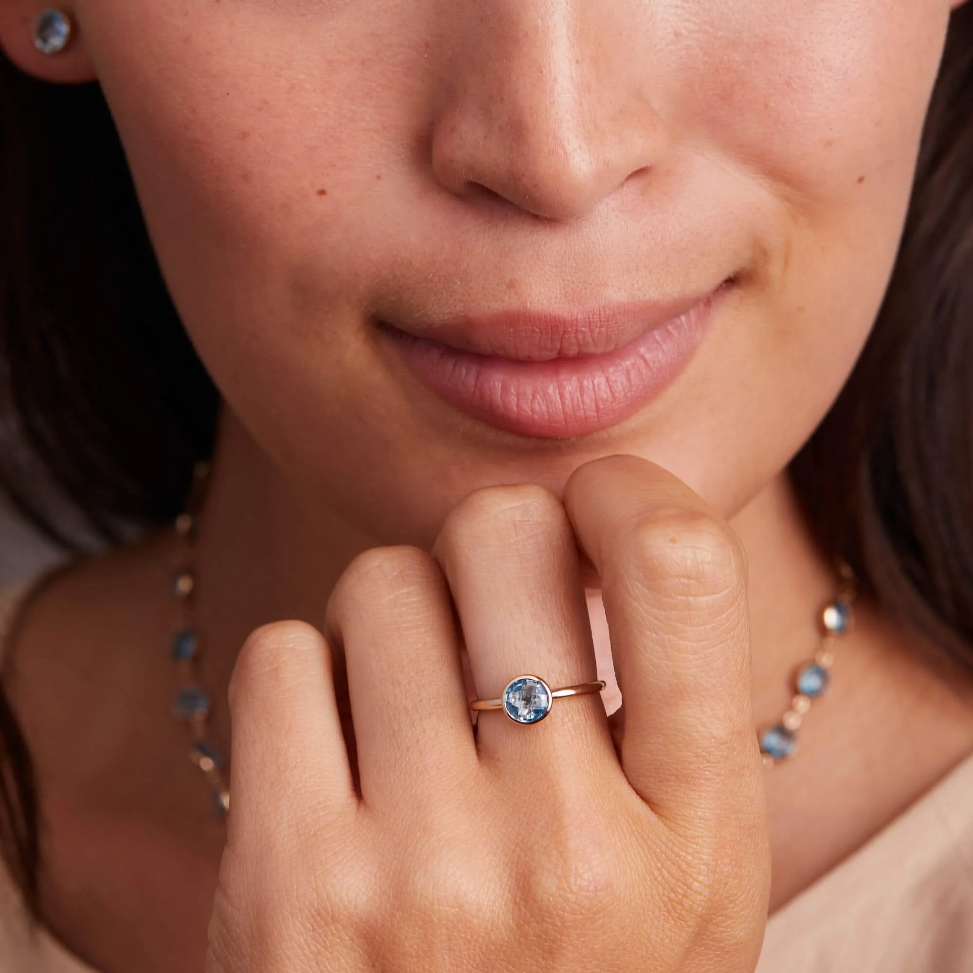 Grand Nantucket Blue Topaz Ring in 14k Gold (December) - Image 3