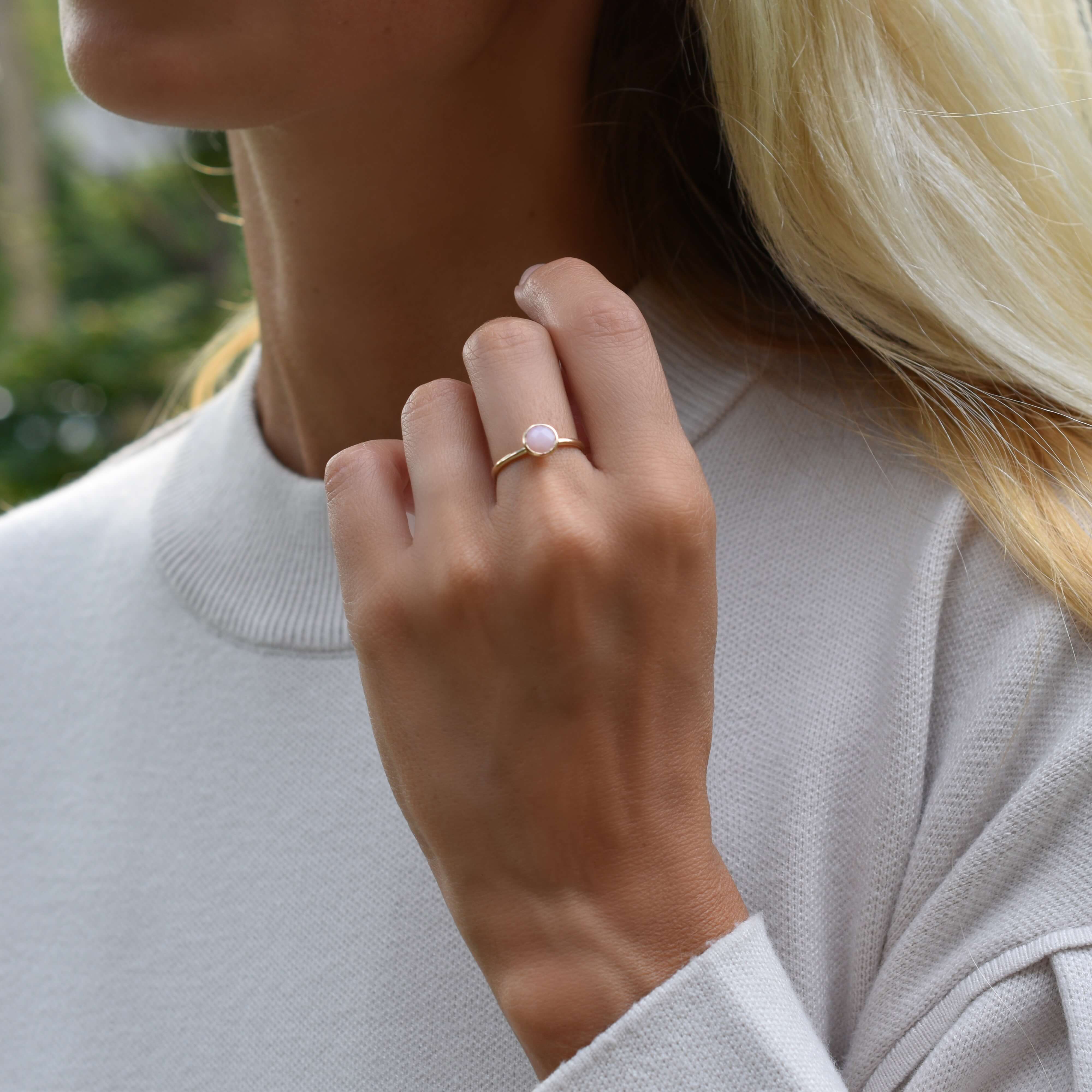 Grand Pink Opal Ring in 14k Gold (October) - Image 2