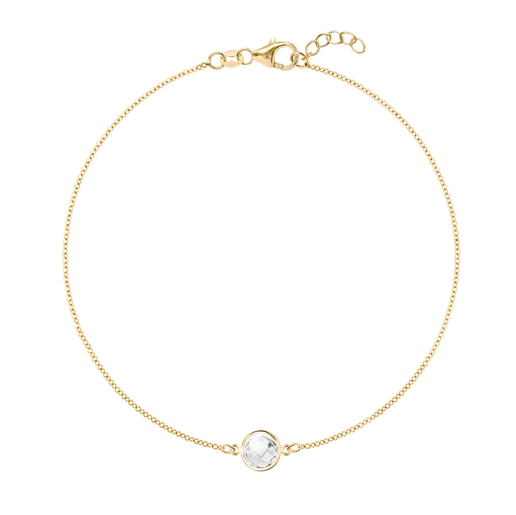 Grand 1 White Topaz Bracelet in 14k Gold (April)