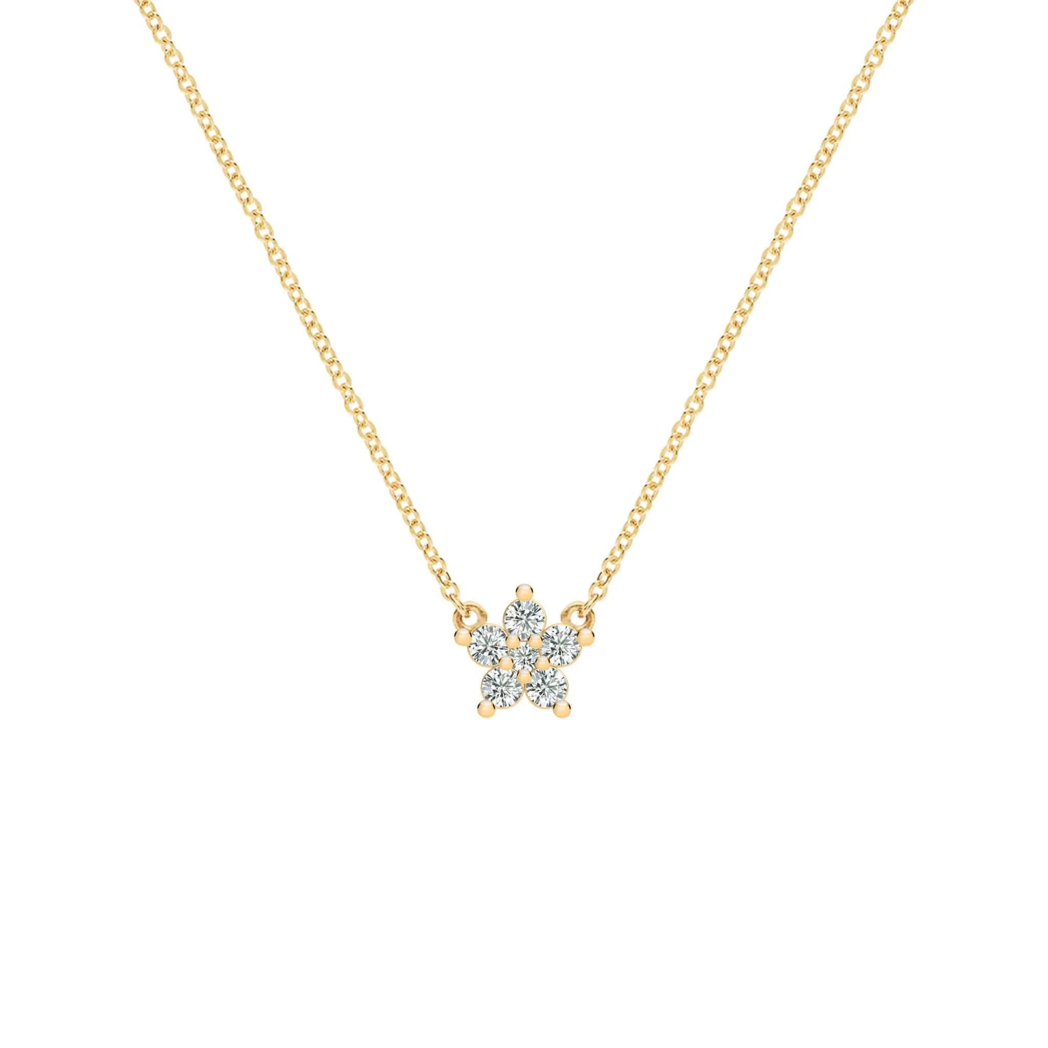 Greenwich Mini Flower Diamond Necklace in 14k Gold (April)
