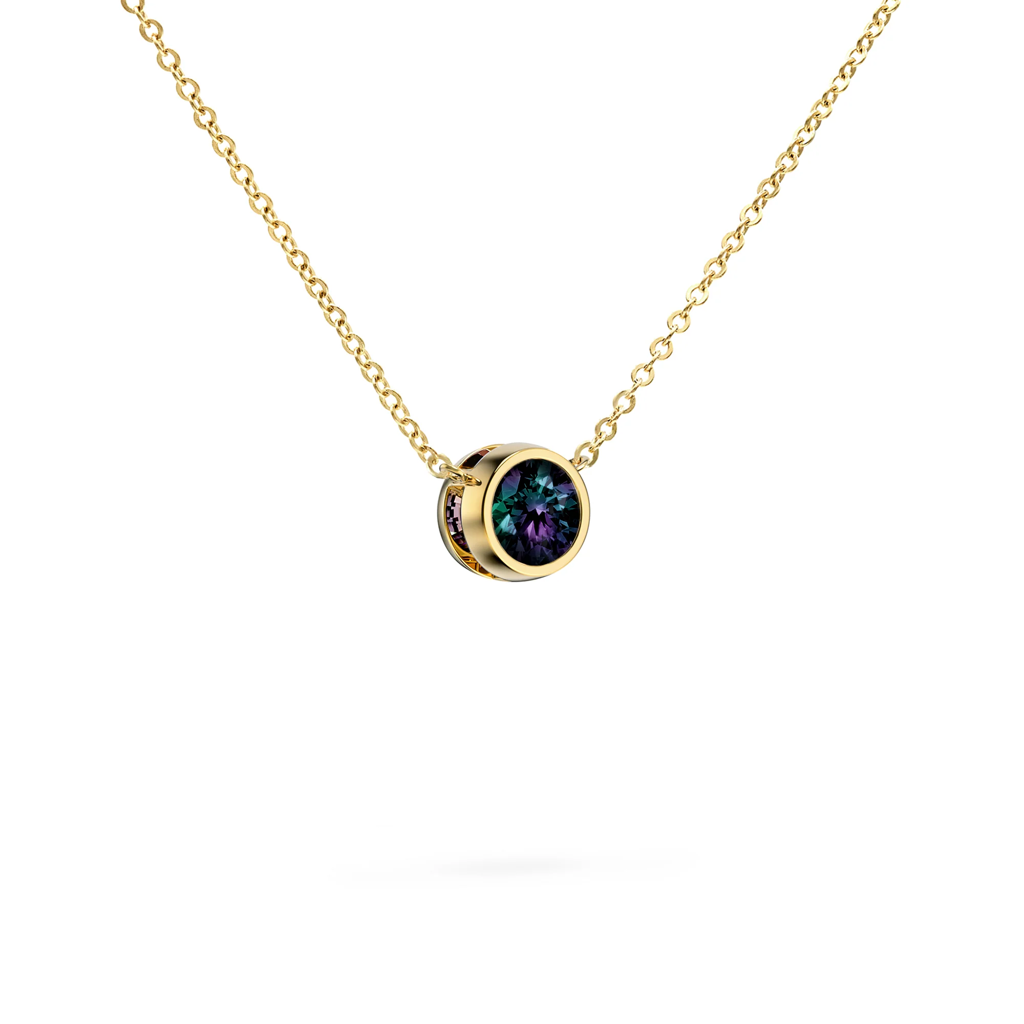 Jamestown Alexandrite Solitaire Necklace in 14k Gold (June) - Image 4