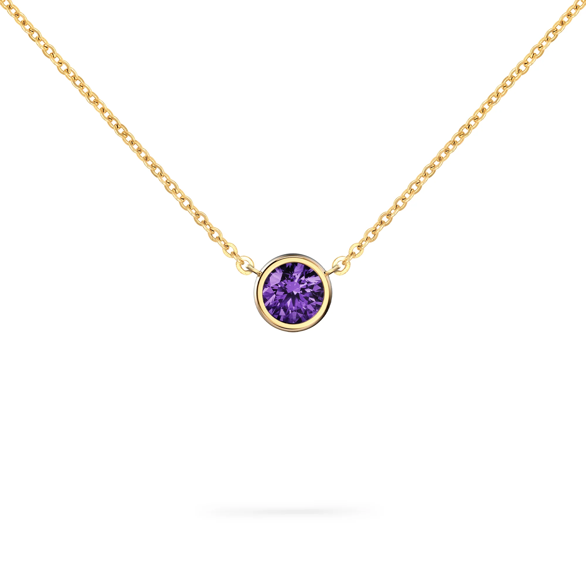 Jamestown Amethyst Solitaire Necklace in 14k Gold (February)