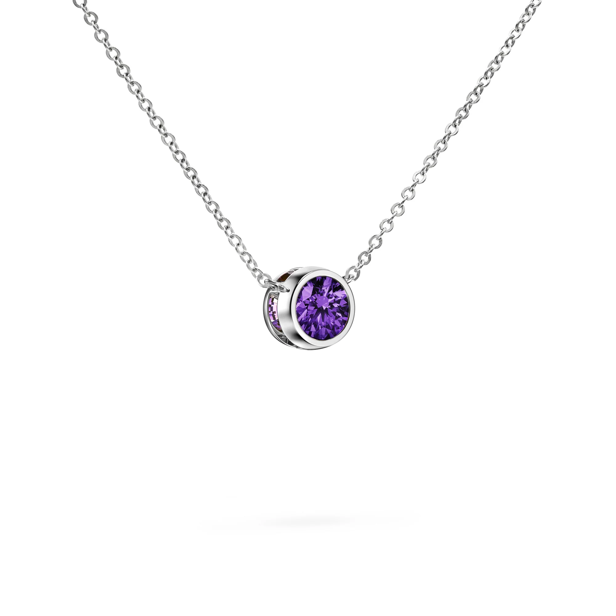 Jamestown Amethyst Solitaire Necklace in 14k Gold (February) - Image 8