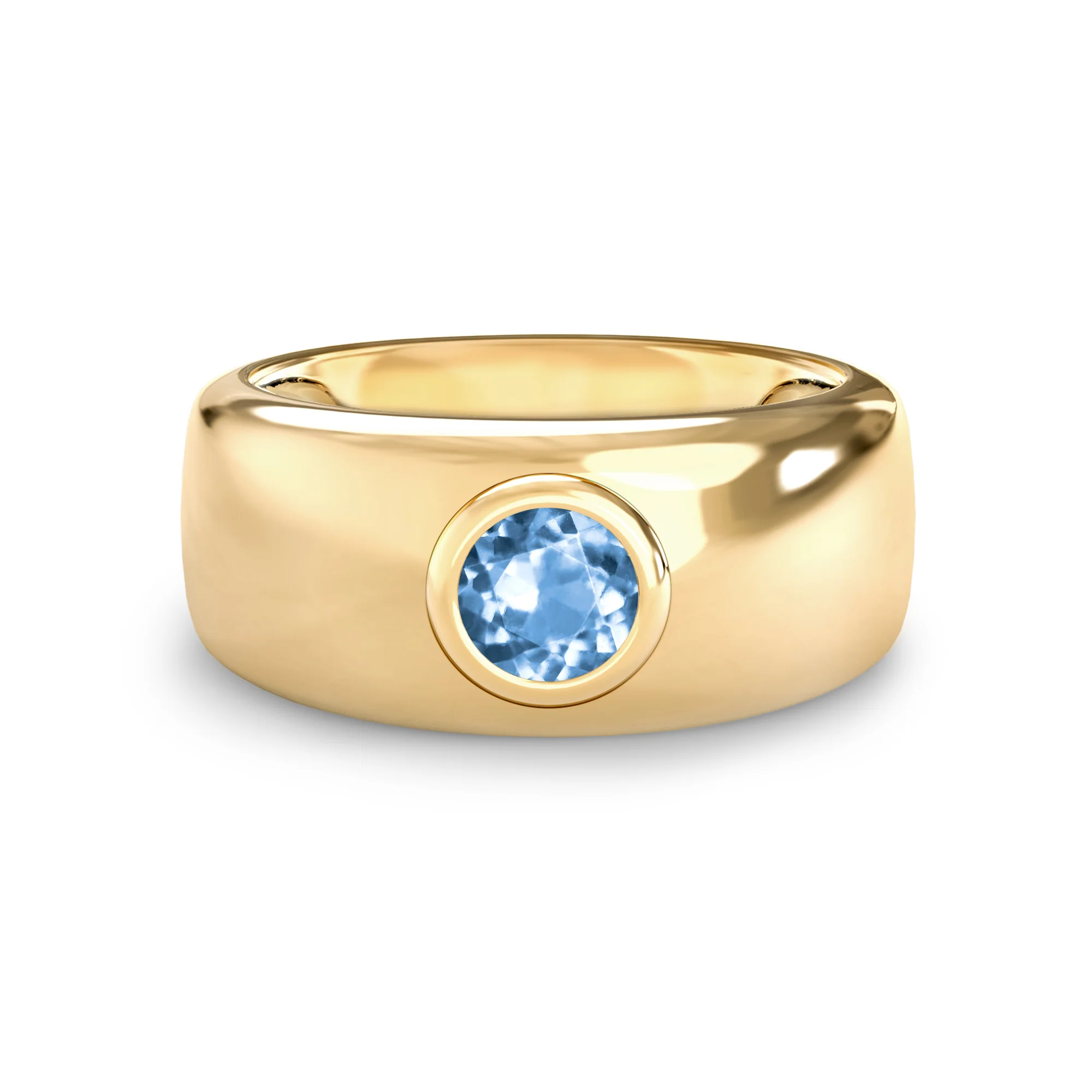 Jamestown Aquamarine Band Ring in 14k Gold (March)