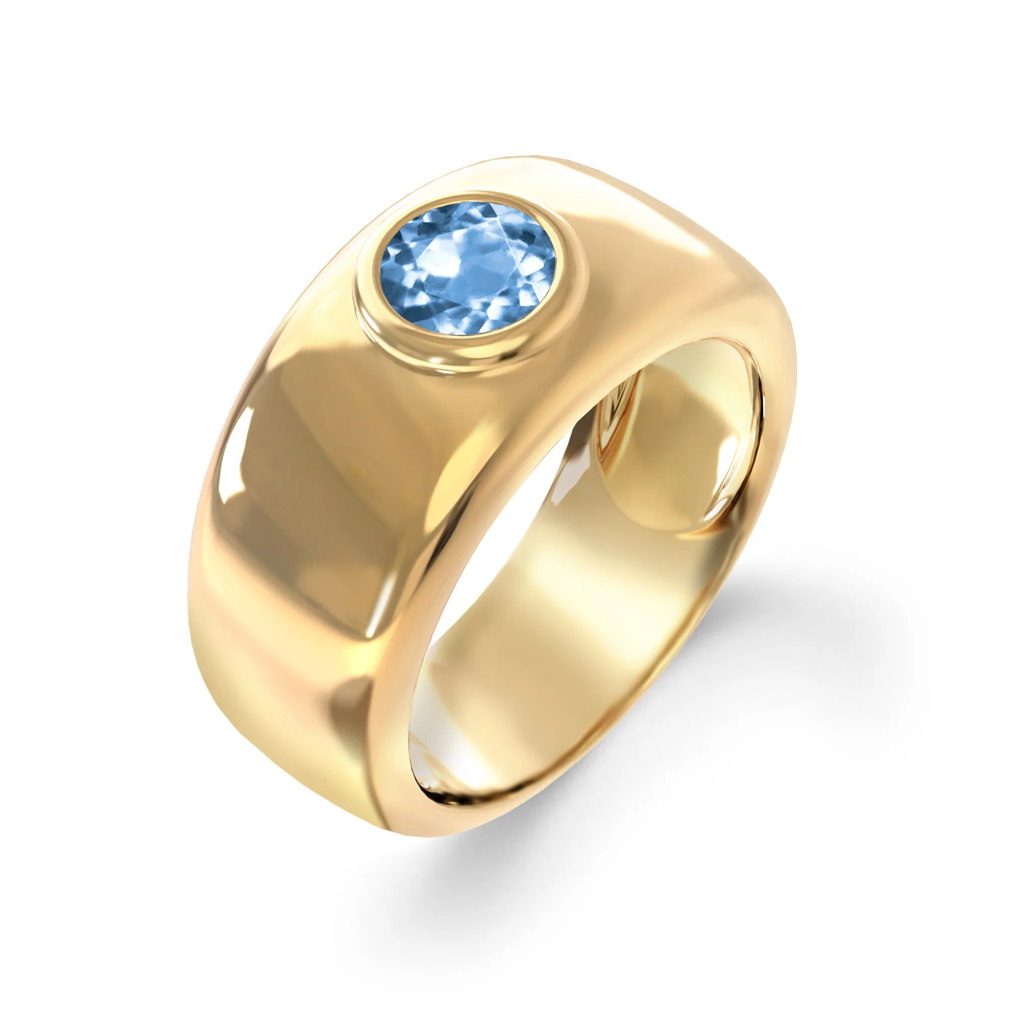 Jamestown Aquamarine Band Ring in 14k Gold (March) - Image 4