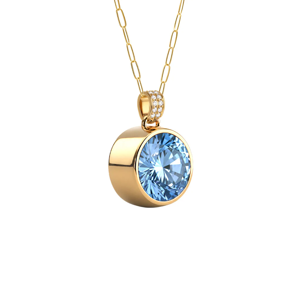 Jamestown Aquamarine Pendant with Diamond Bail in 14k Gold (March) - Image 4