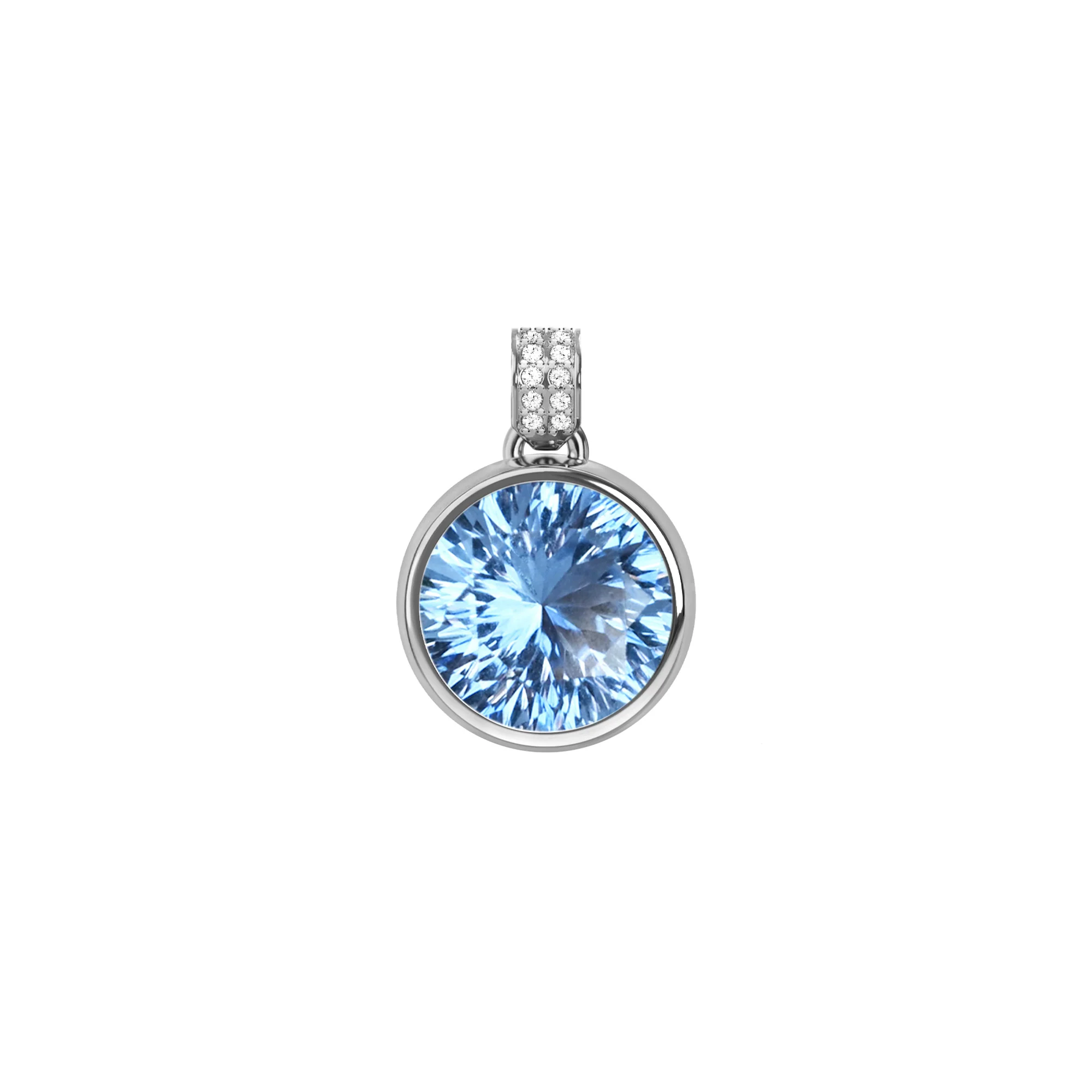 Jamestown Aquamarine Pendant with Diamond Bail in 14k Gold (March) - Image 5