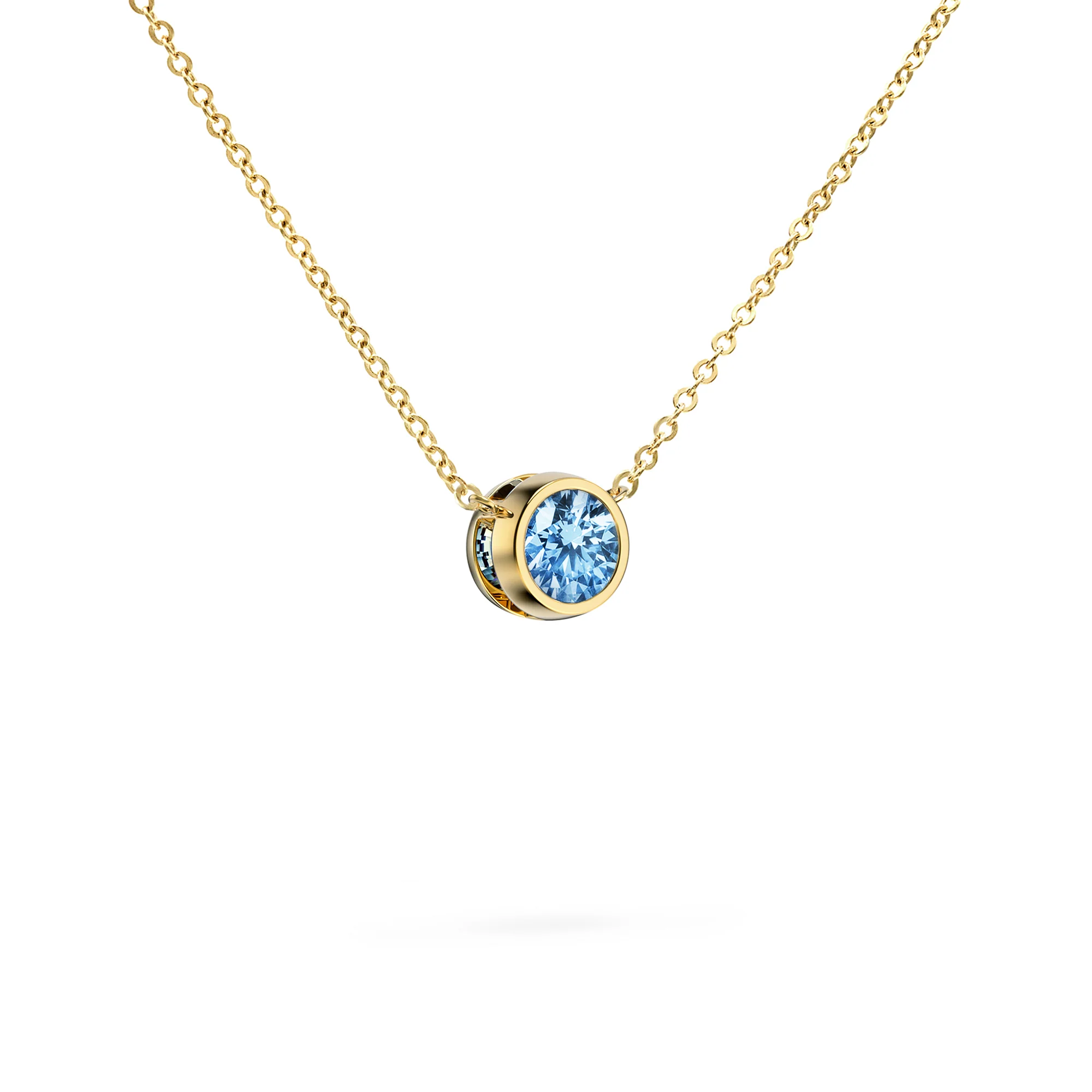 Jamestown Aquamarine Solitaire Necklace in 14k Gold (March) - Image 4