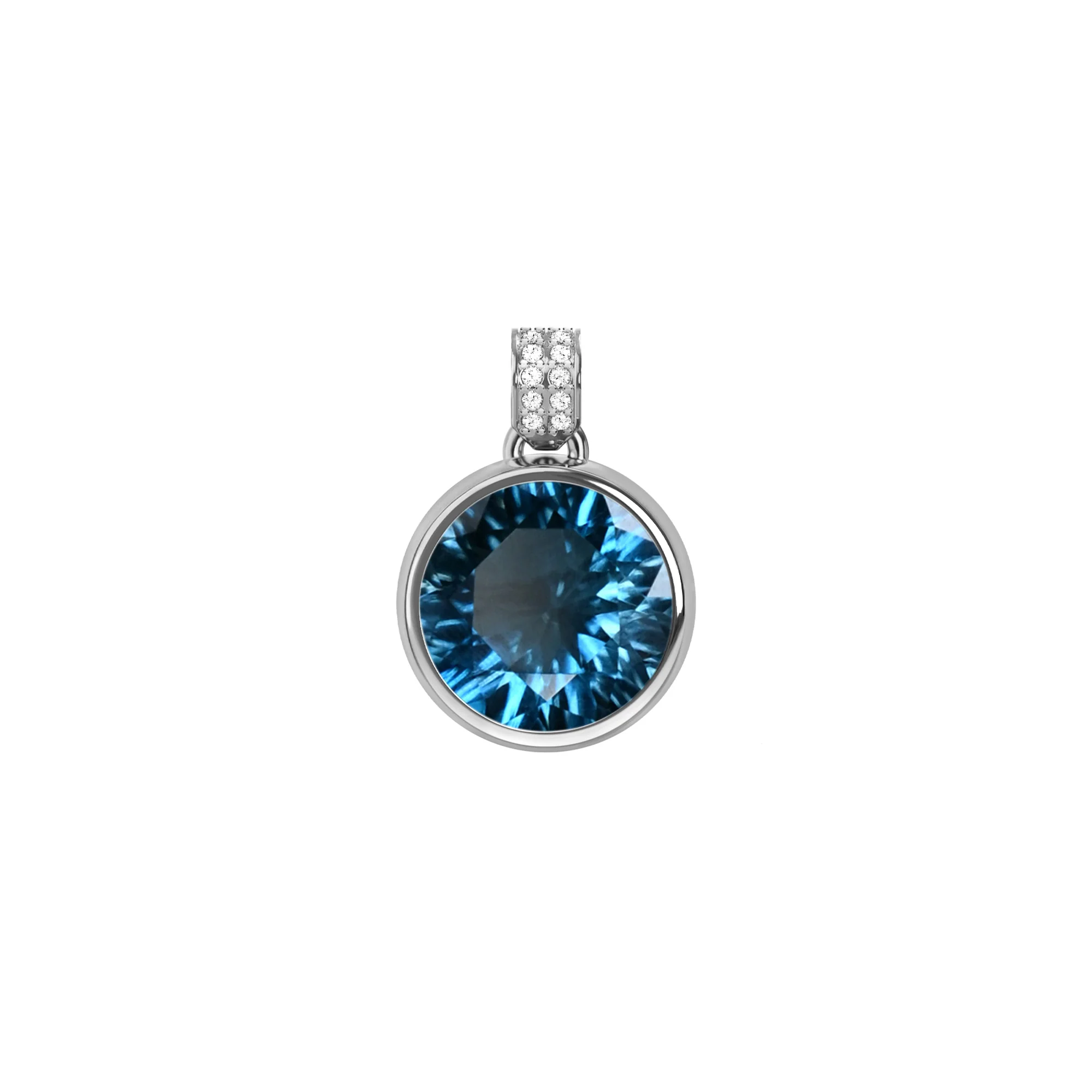 Jamestown Atlantic Blue Topaz Pendant with Diamond Bail in 14k Gold (December) - Image 5