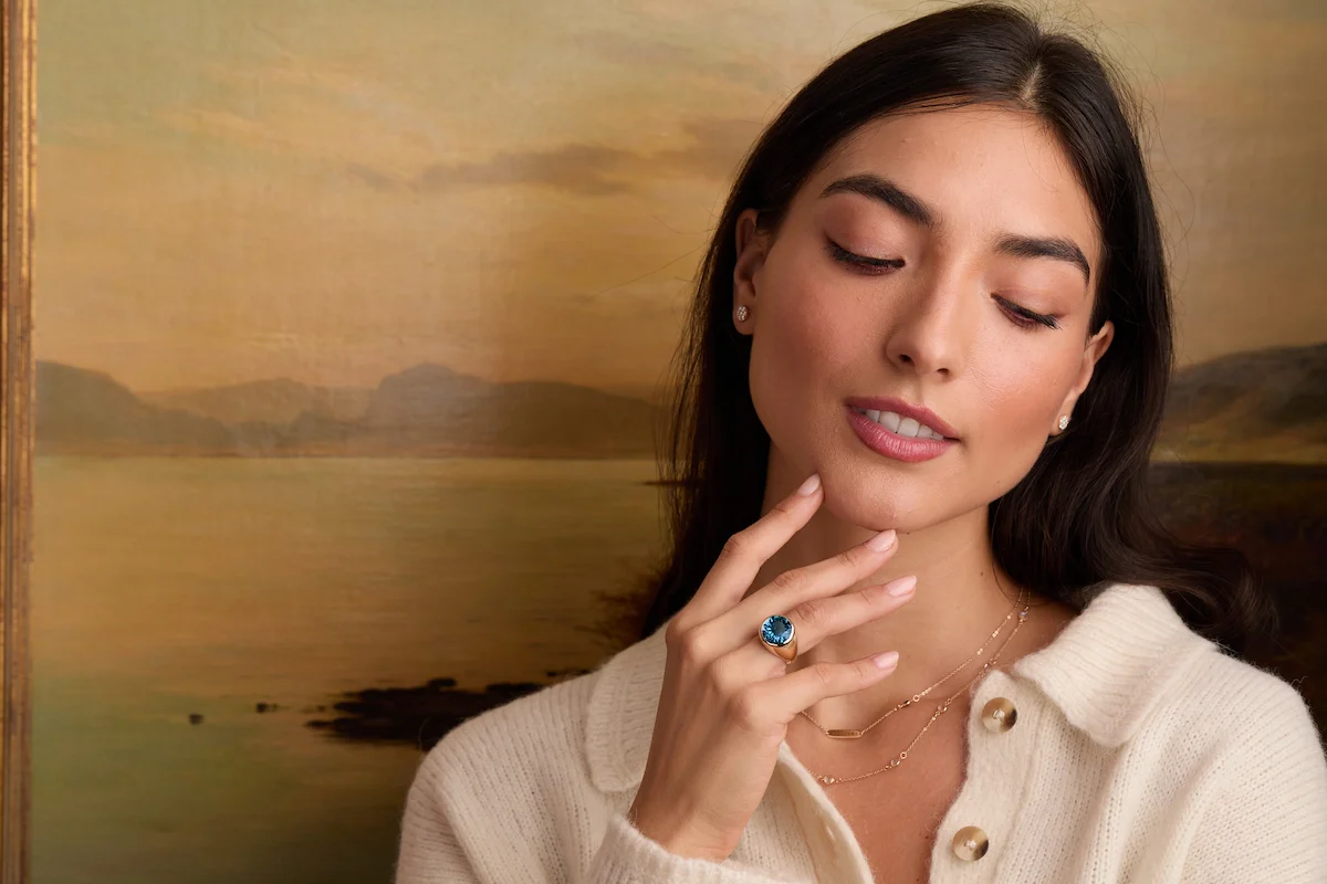 Jamestown Atlantic Blue Topaz Ring in 14k Gold (December) - Image 6