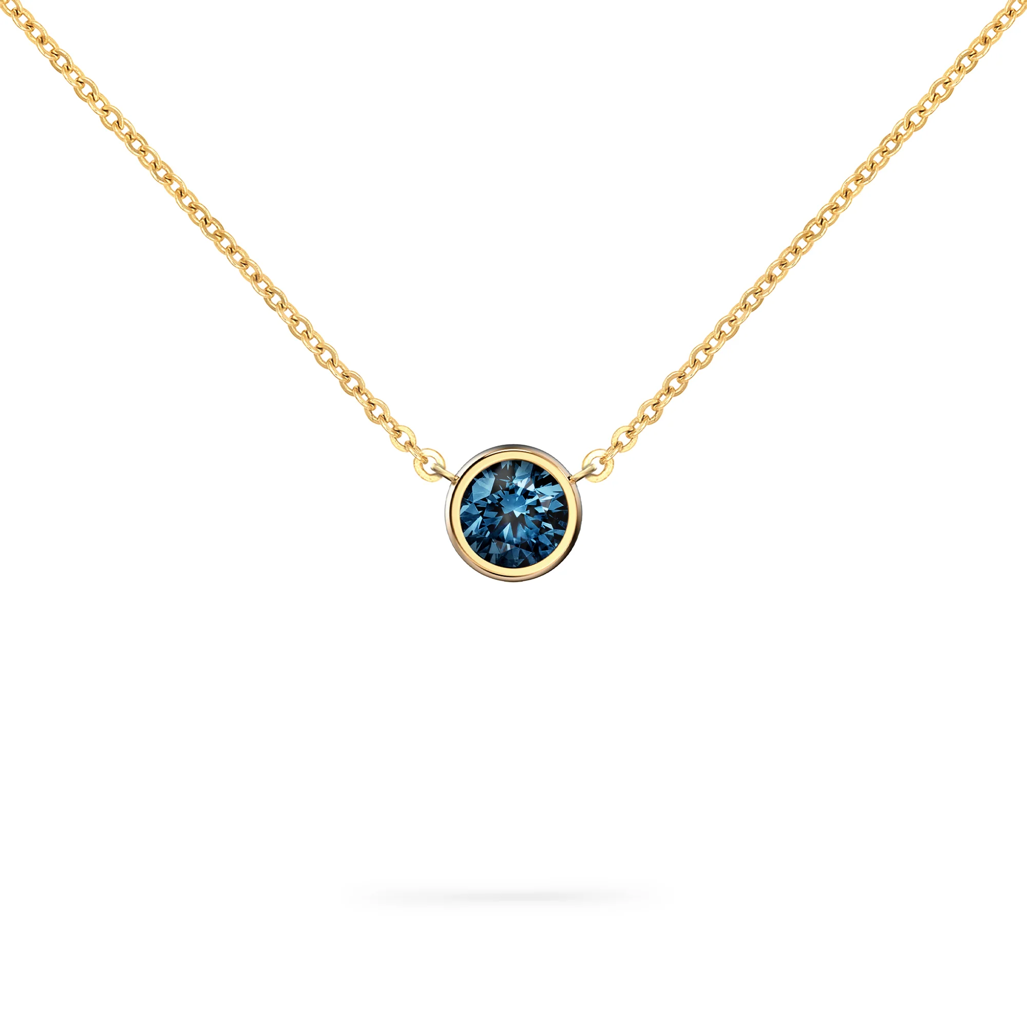 Jamestown Atlantic Blue Topaz Solitaire Necklace in 14k Gold (December)