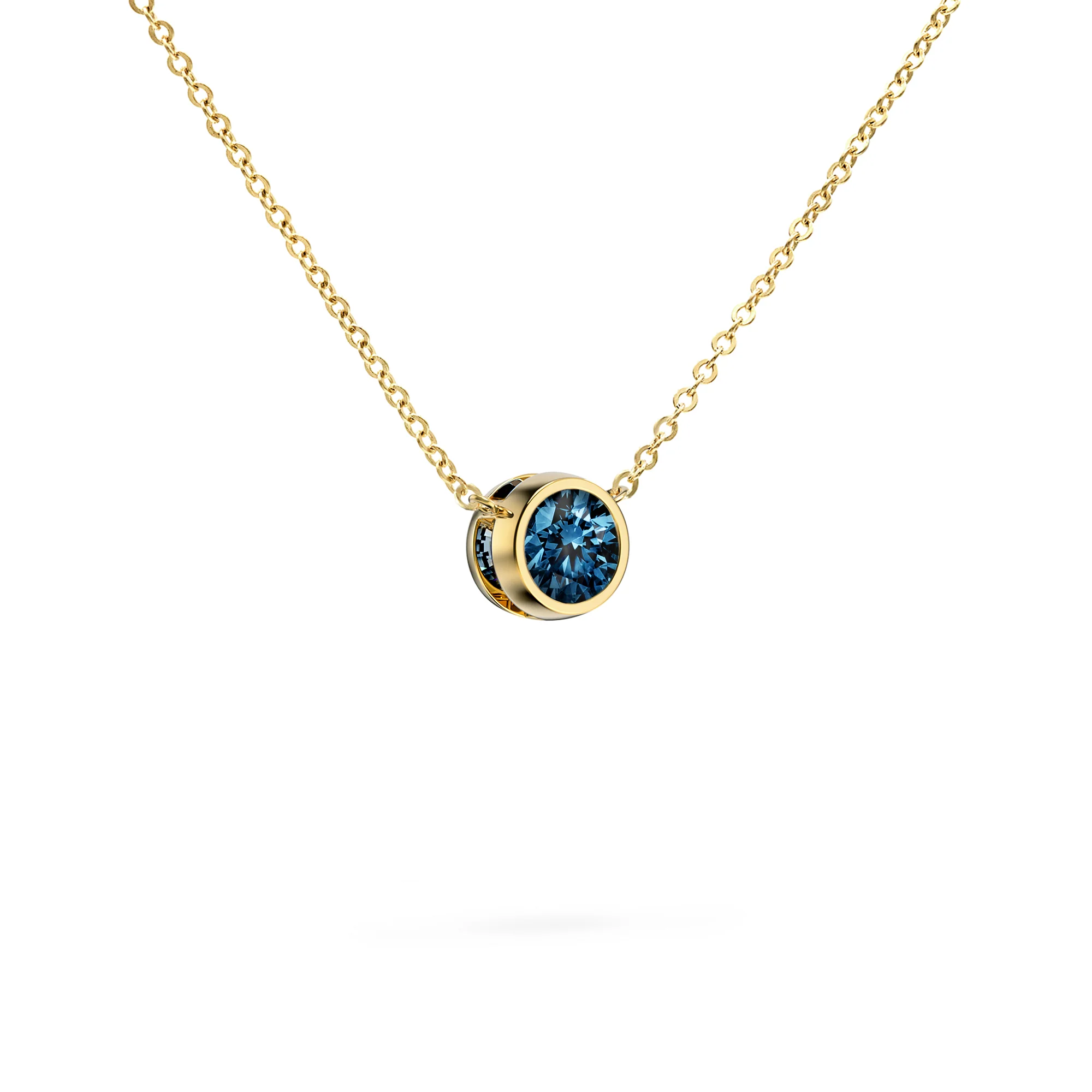 Jamestown Atlantic Blue Topaz Solitaire Necklace in 14k Gold (December) - Image 4