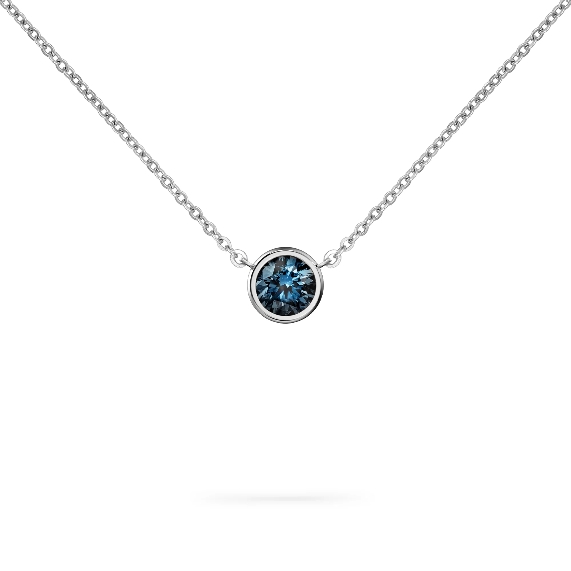 Jamestown Atlantic Blue Topaz Solitaire Necklace in 14k Gold (December) - Image 5
