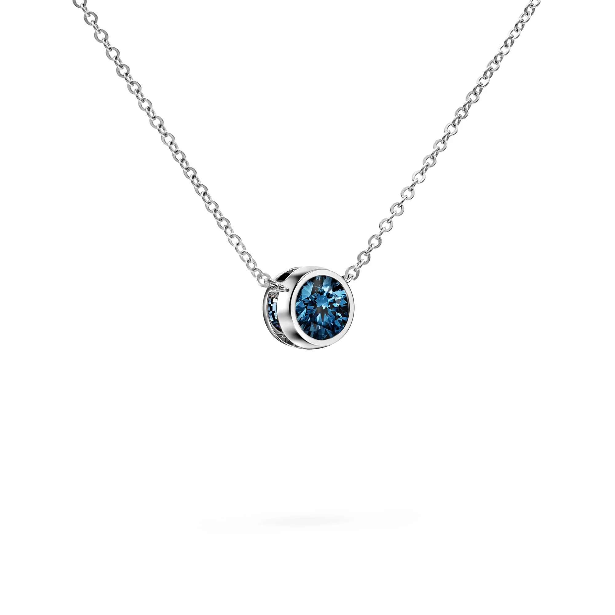 Jamestown Atlantic Blue Topaz Solitaire Necklace in 14k Gold (December) - Image 8