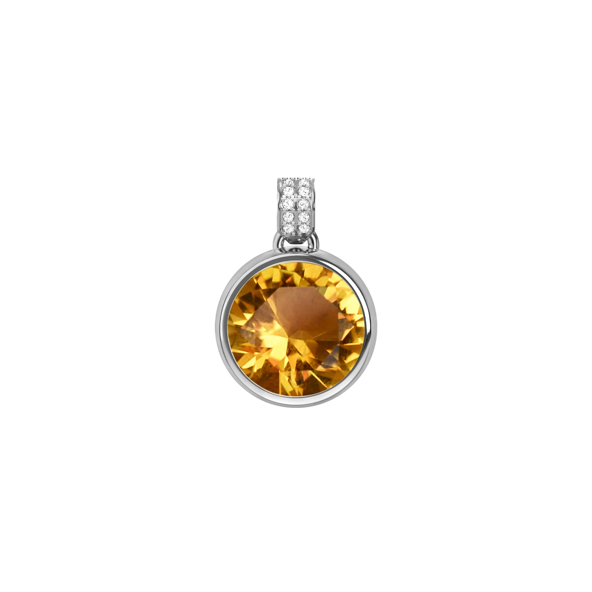 Jamestown Citrine Pendant with Diamond Bail in 14k Gold (November) - Image 5