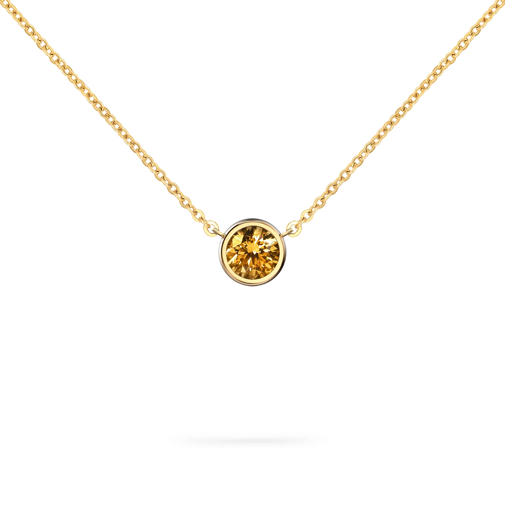 Jamestown Citrine Solitaire Necklace in 14k Gold (November)