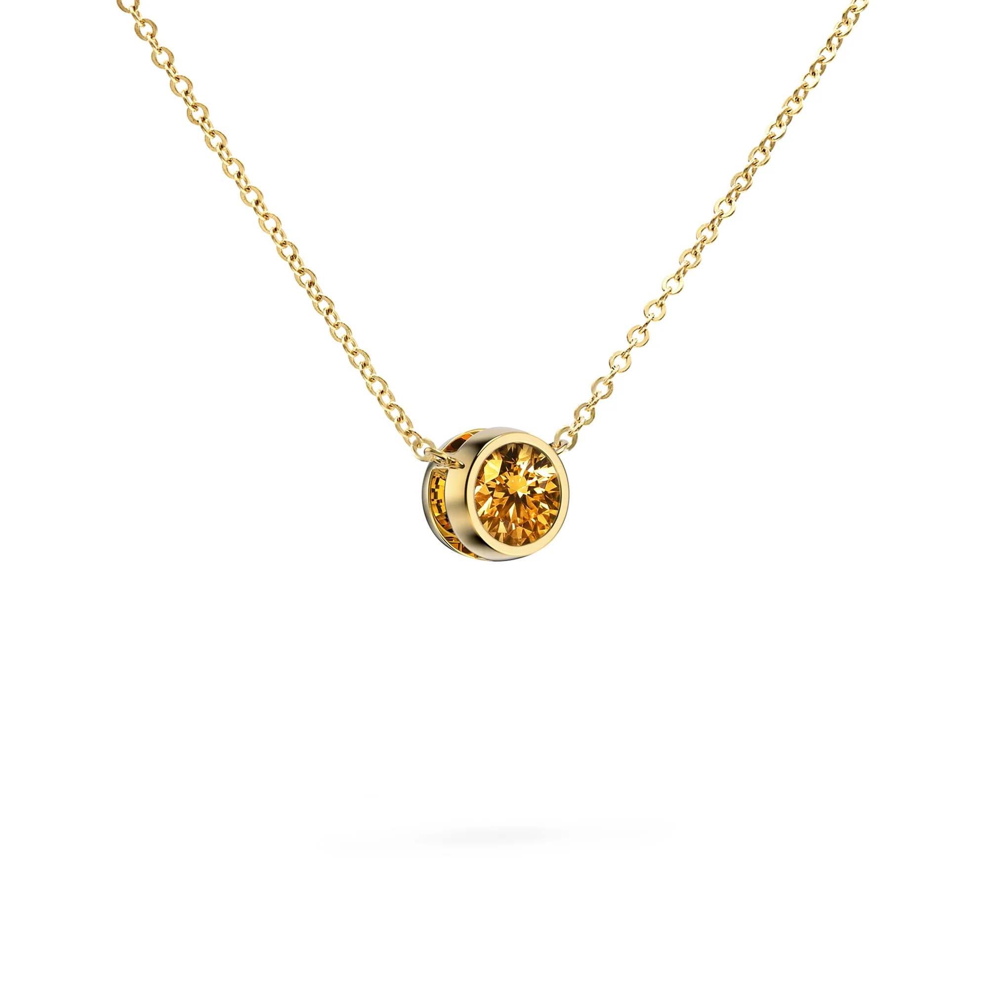 Jamestown Citrine Solitaire Necklace in 14k Gold (November) - Image 4