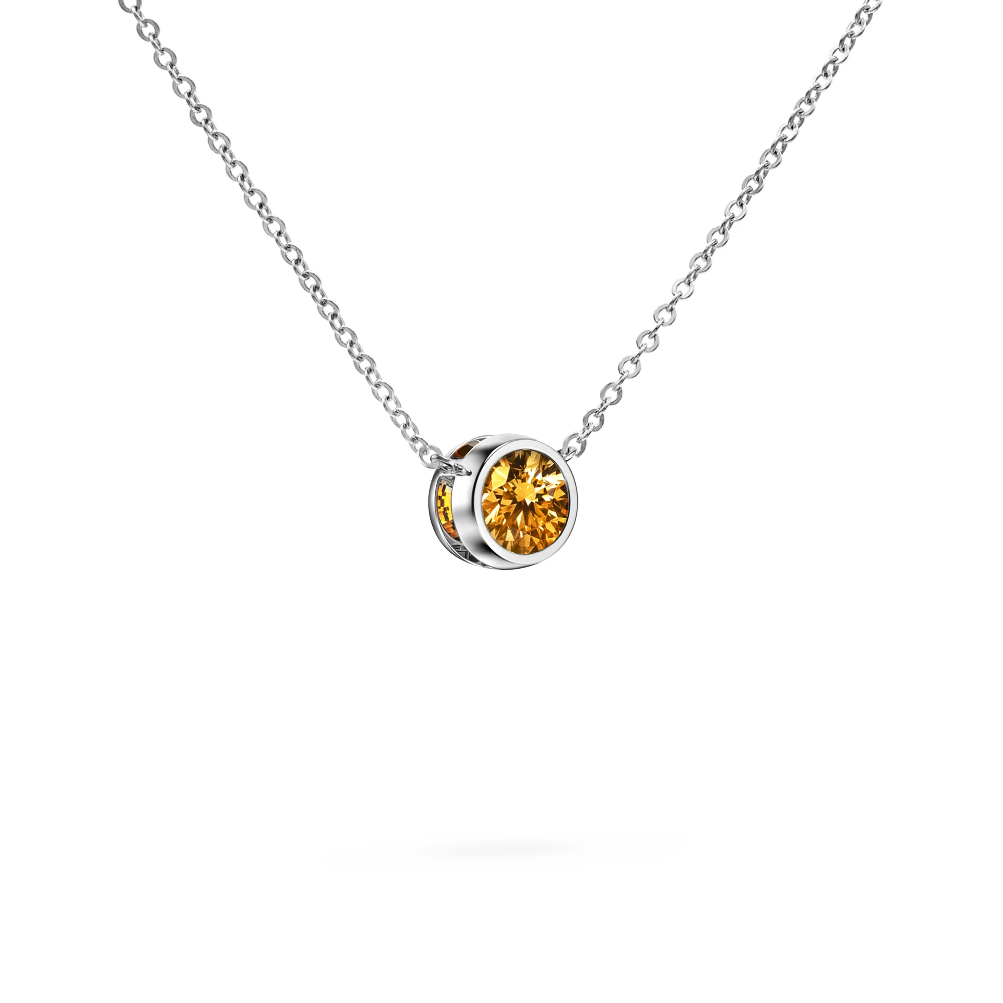 Jamestown Citrine Solitaire Necklace in 14k Gold (November) - Image 8