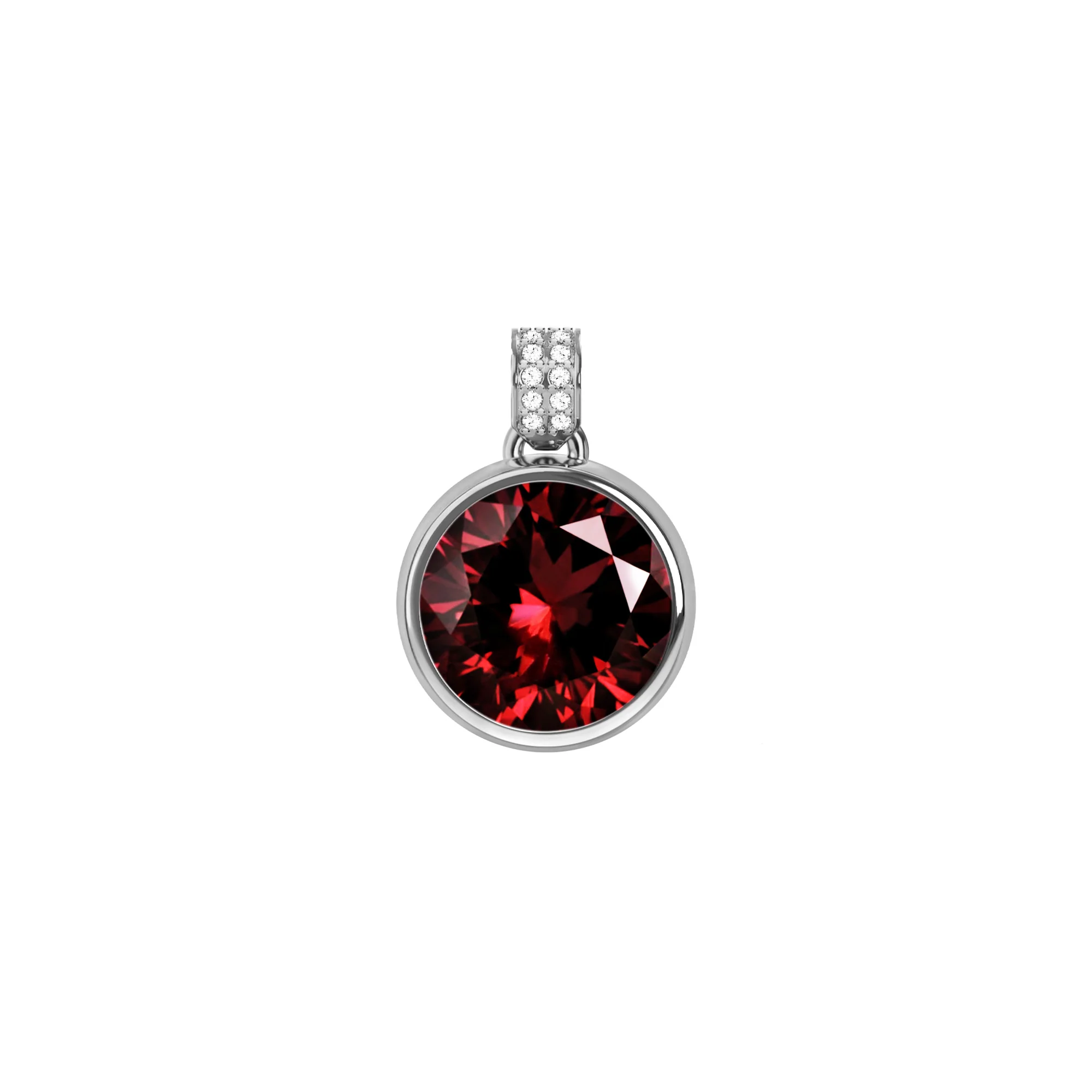 Jamestown Garnet Pendant with Diamond Bail in 14k Gold (January) - Image 5