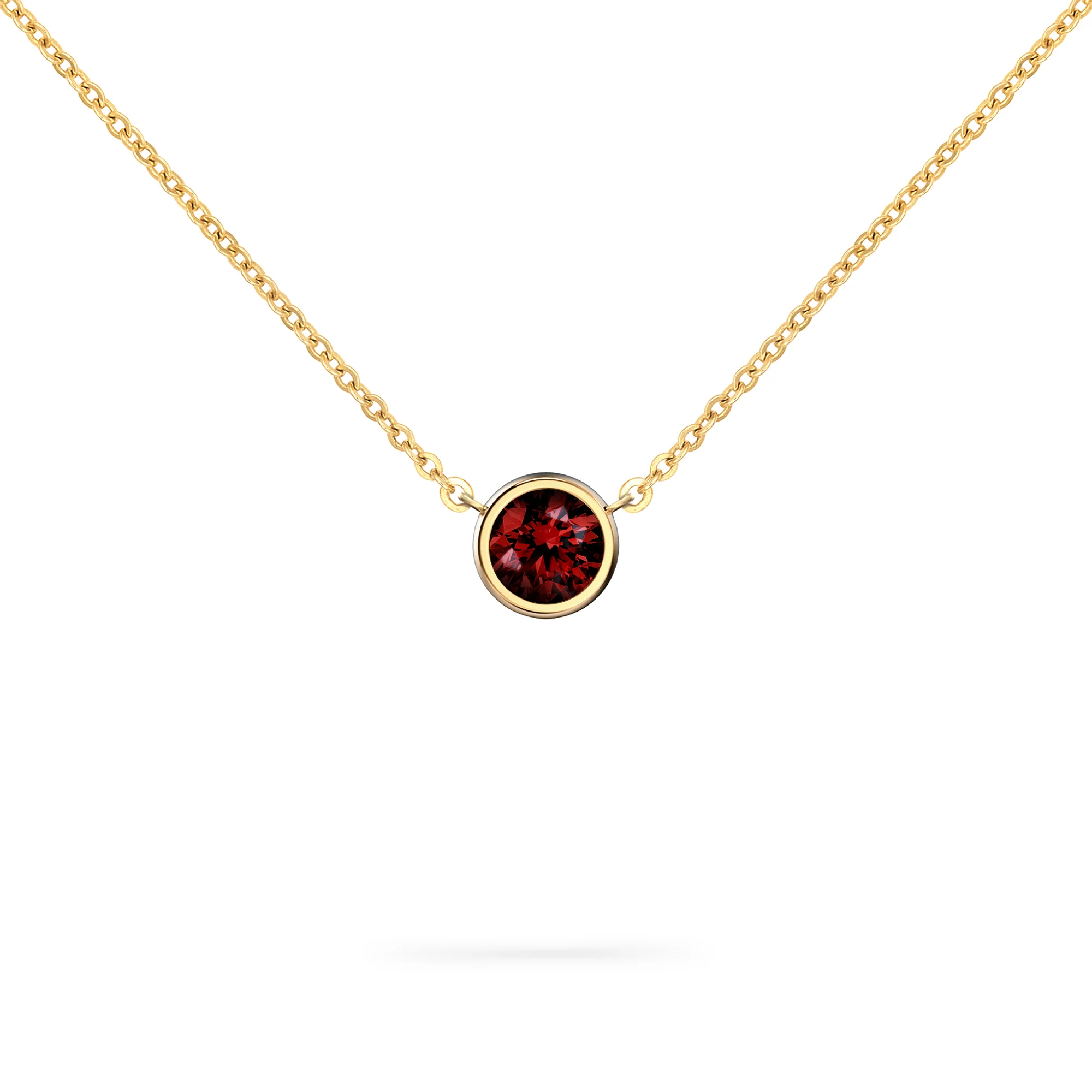 Jamestown Garnet Solitaire Necklace in 14k Gold (January)