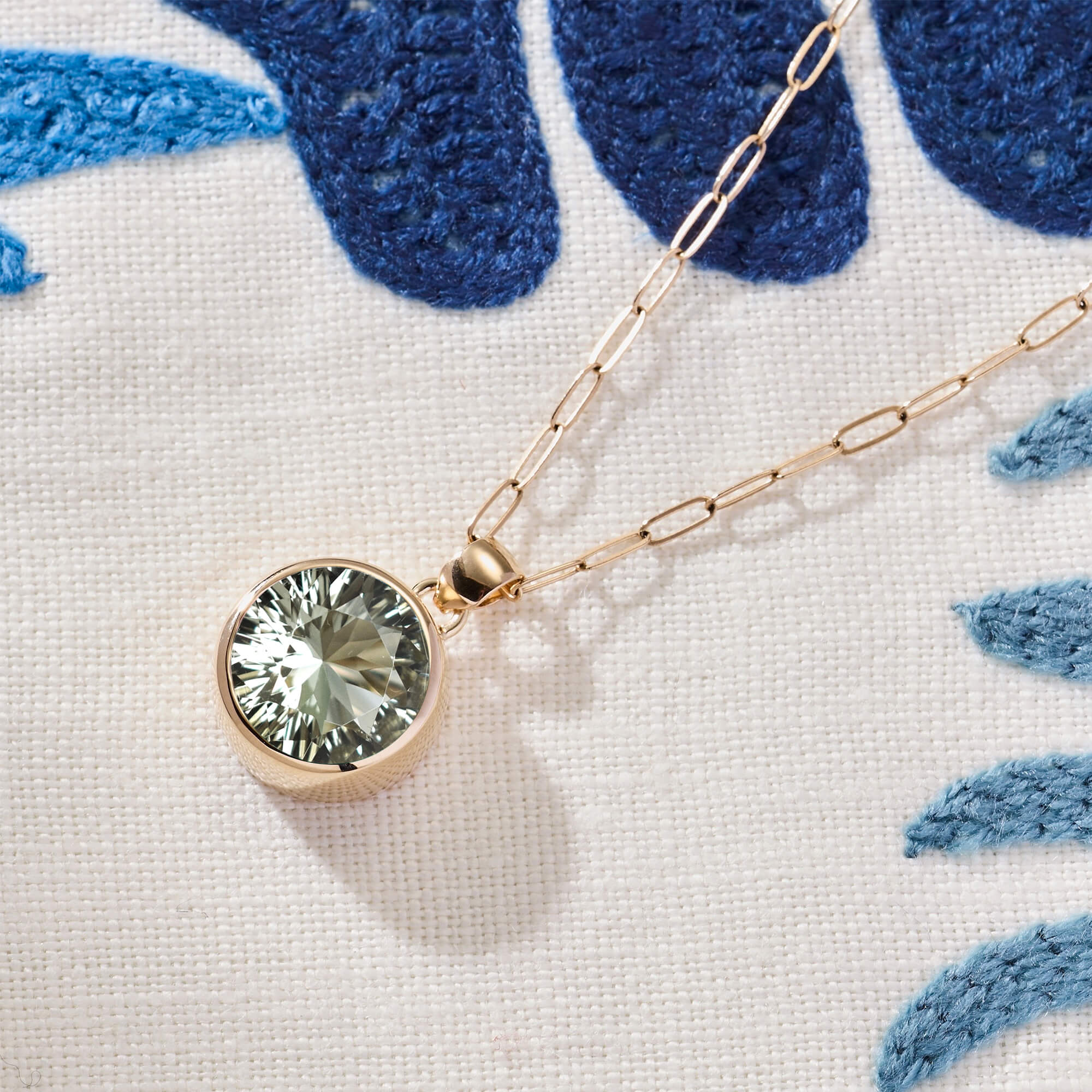 Jamestown Green Amethyst Pendant in 14k Gold (February) - Image 6