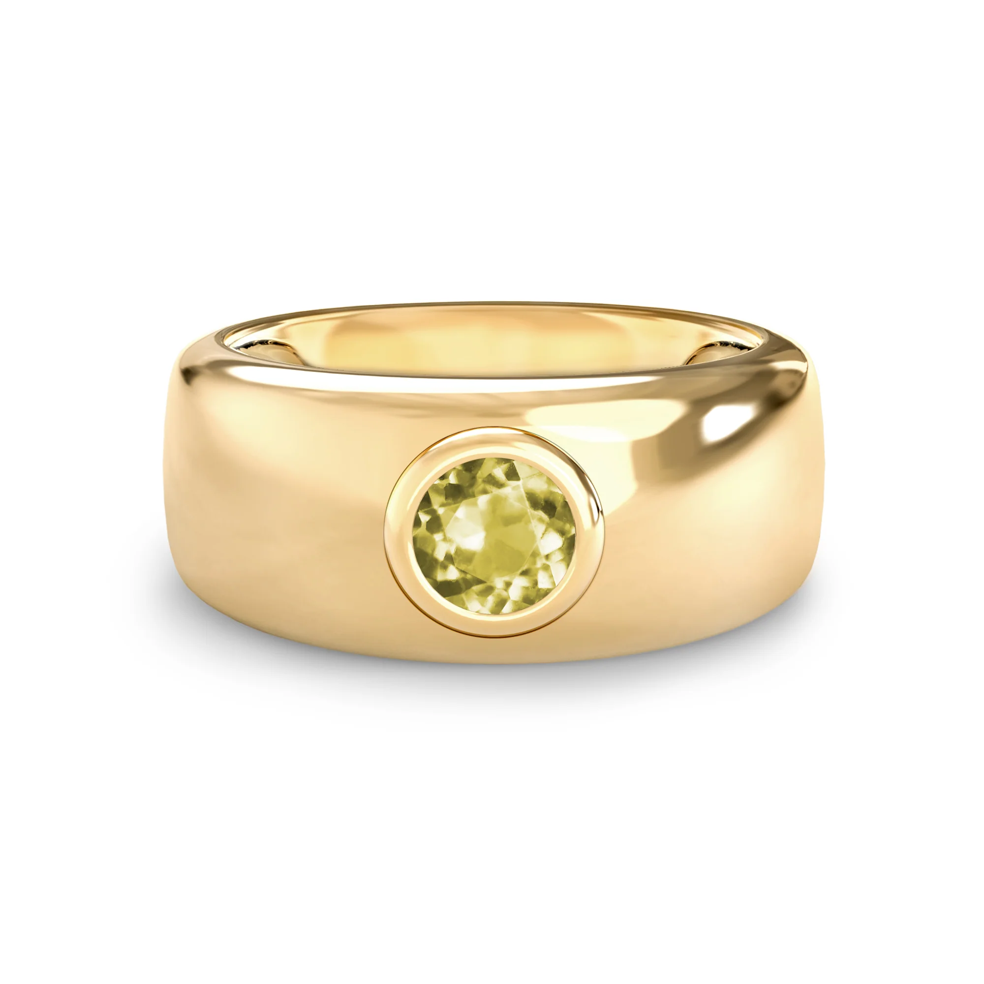 Jamestown Lemon Verbena Quartz Band Ring in 14k Gold (August)