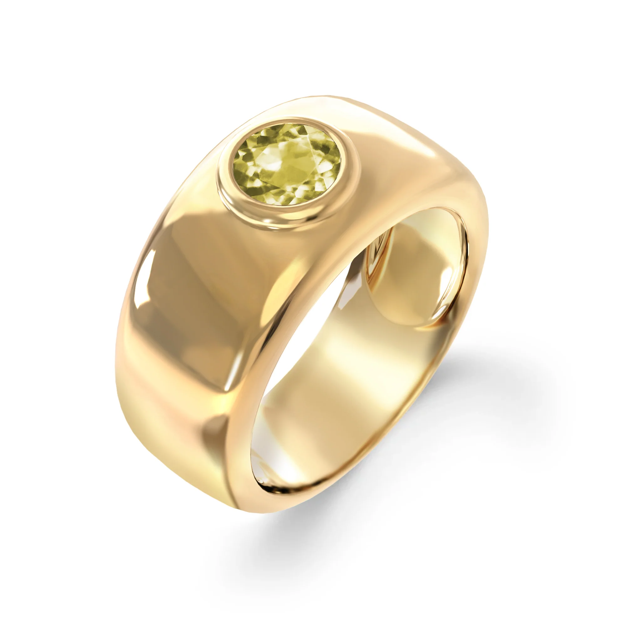 Jamestown Lemon Verbena Quartz Band Ring in 14k Gold (August) - Image 4